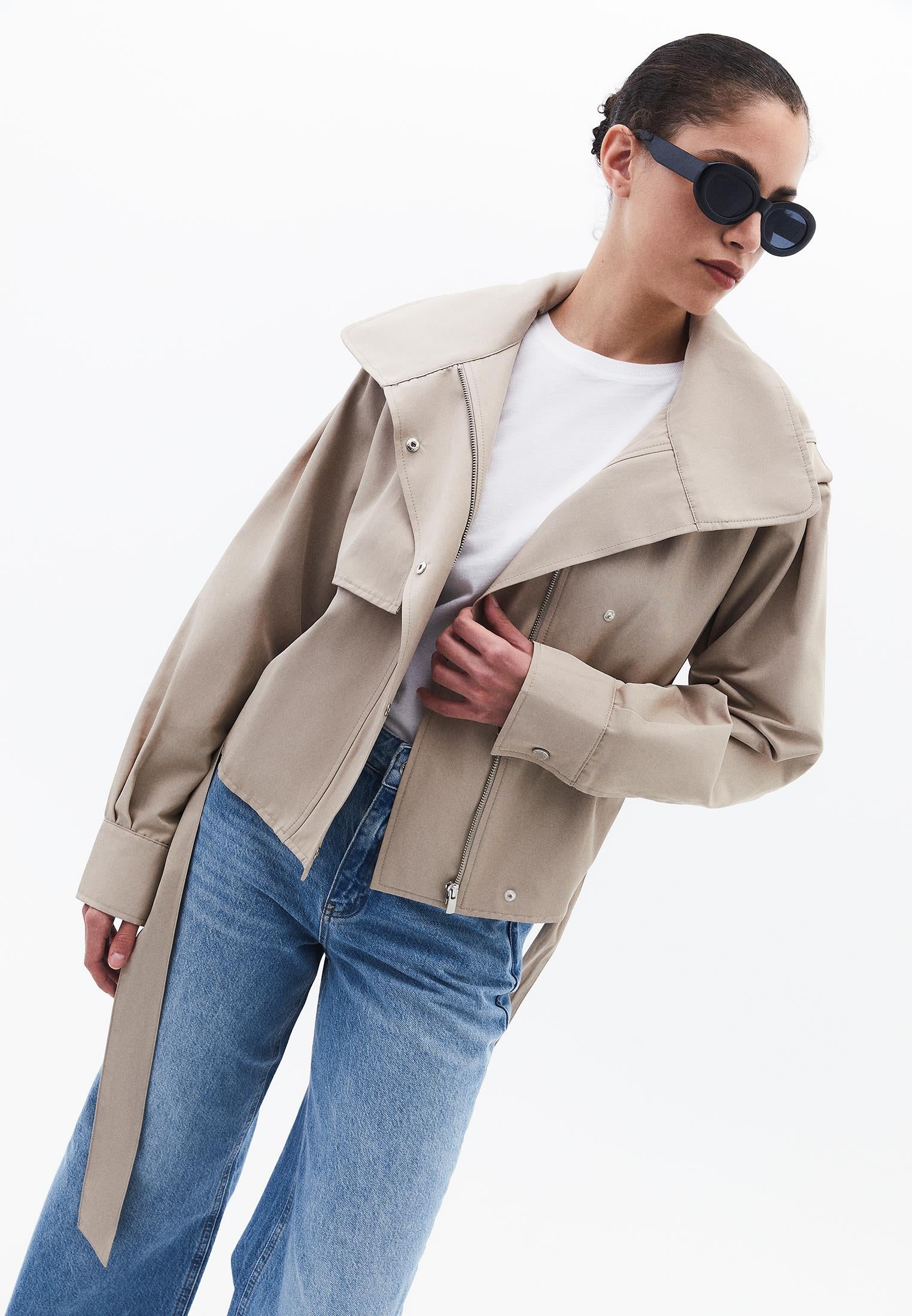 Oversize Long Sleeve Trenchcoat - FEATHER GRAY