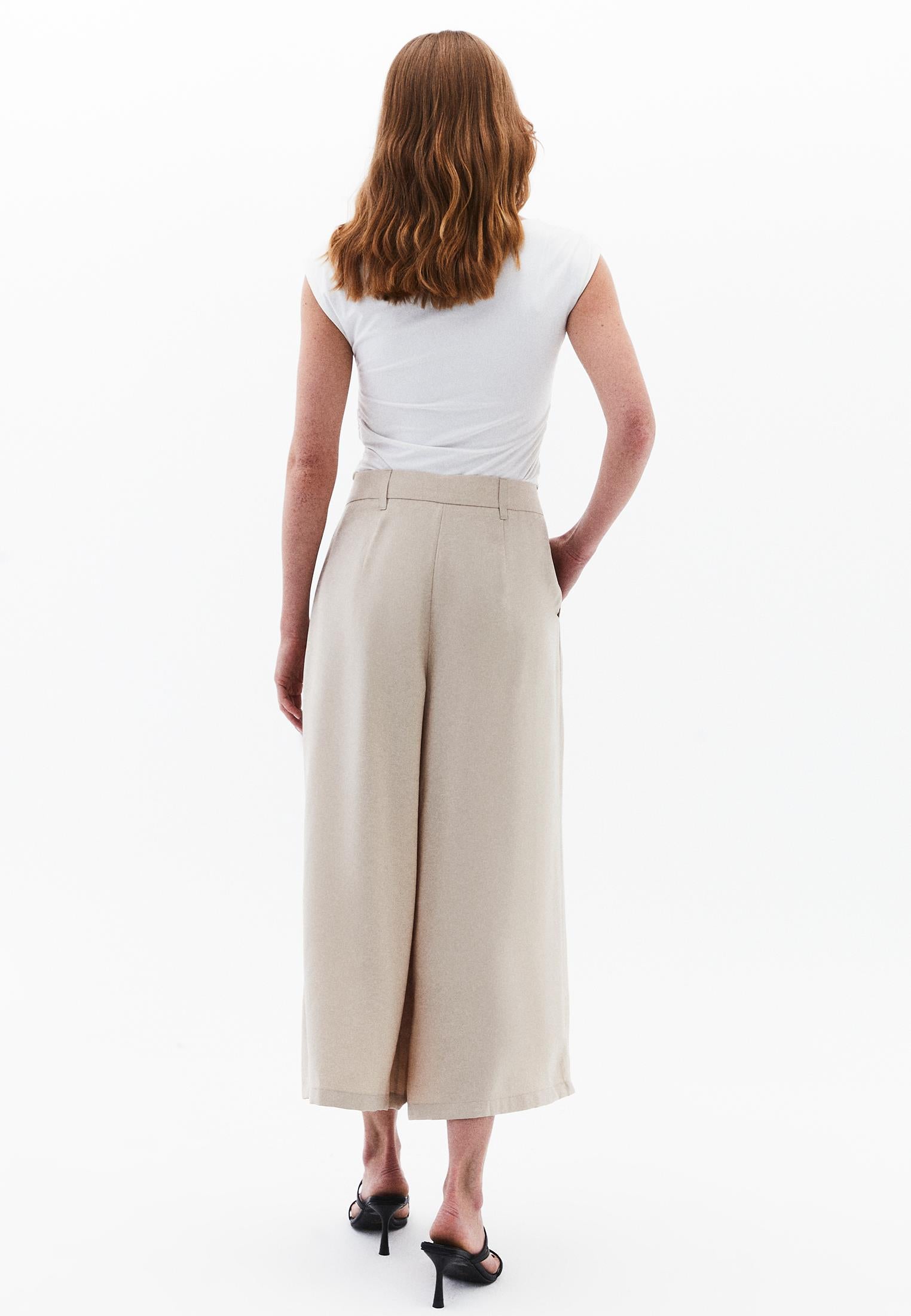 Pleated Culotte Pants - FEATHER GRAY