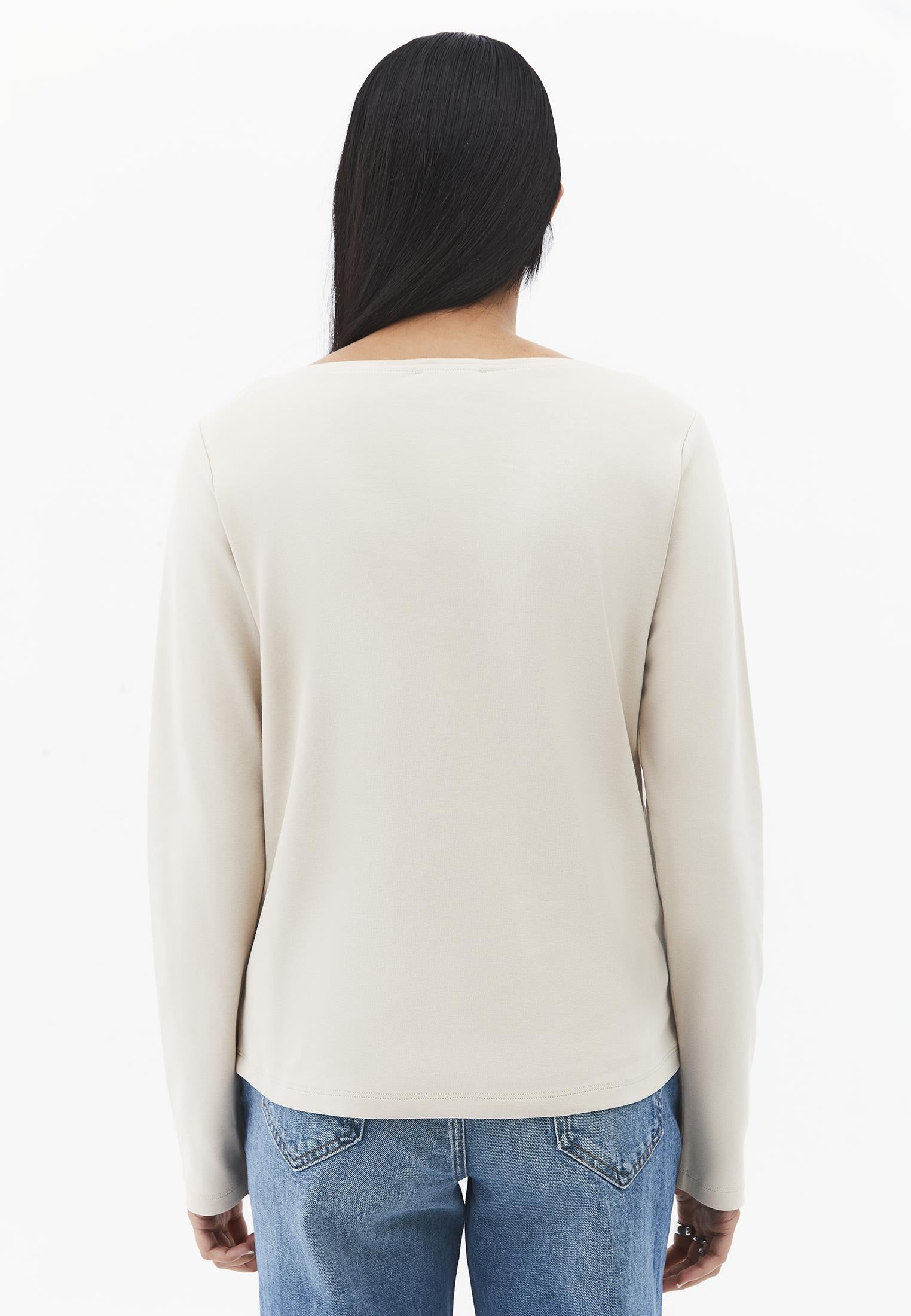 Boat Neck Long Sleeve T-Shirt - FEATHER GRAY