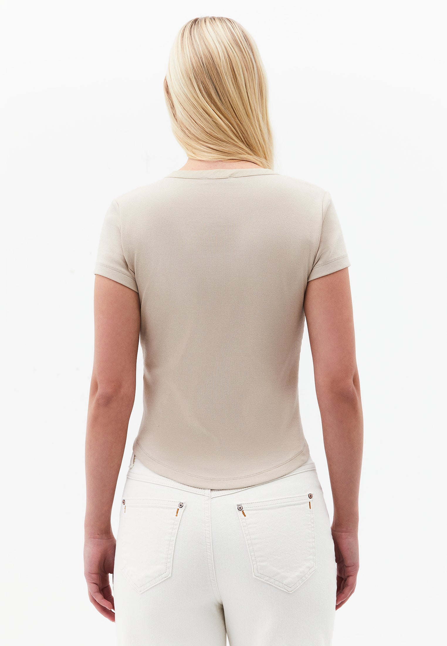 V Neck Slim Fit T-Shirt - FEATHER GRAY