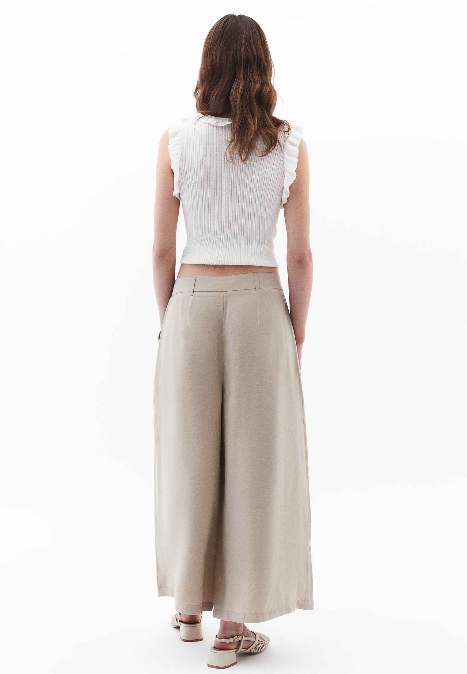 Cropped Culotte Trousers - FEATHER GRAY