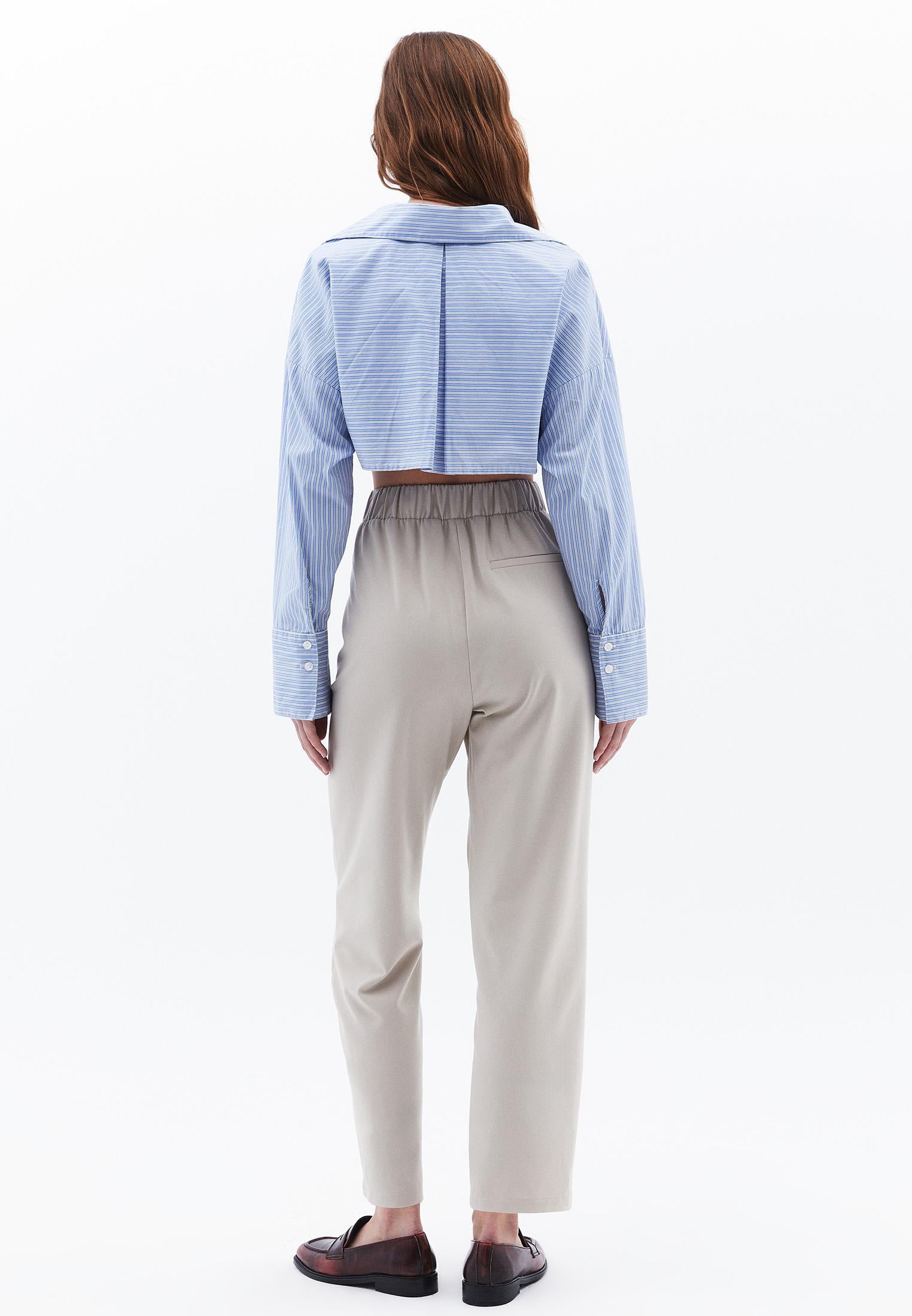 High Waist Carrot Pants With Pocket Detail - FEATHER GRAY