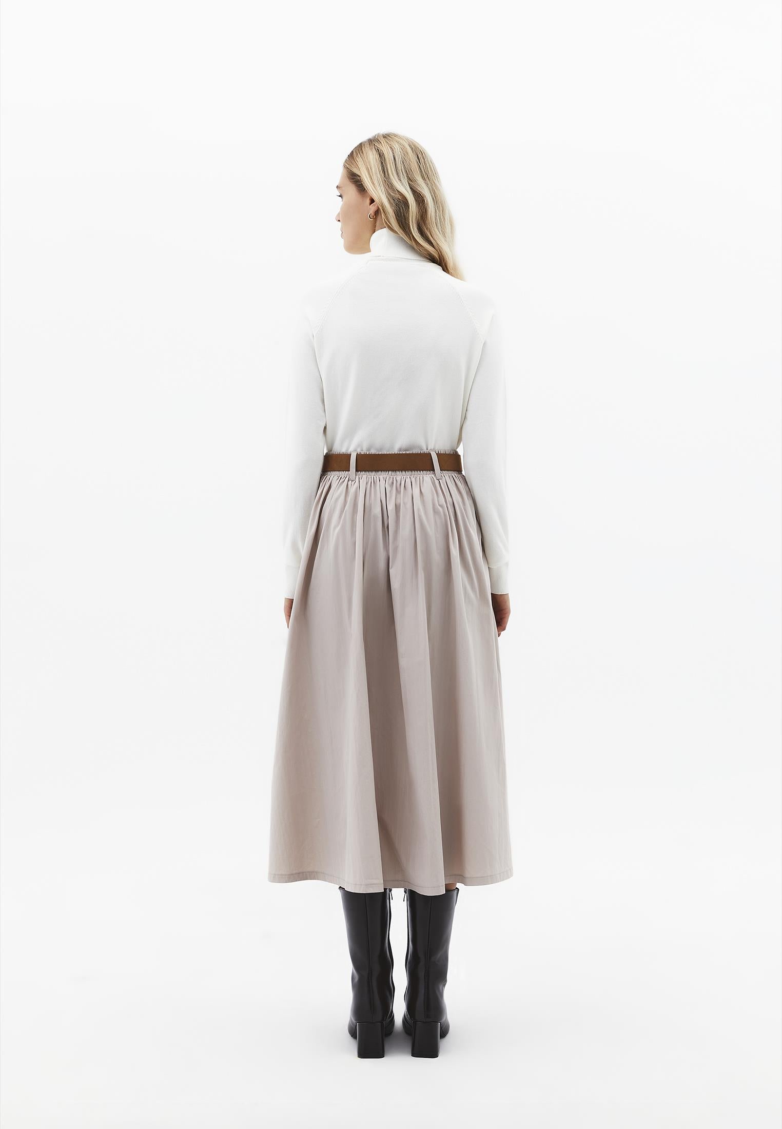 A-Line Long Skirt - FEATHER GRAY