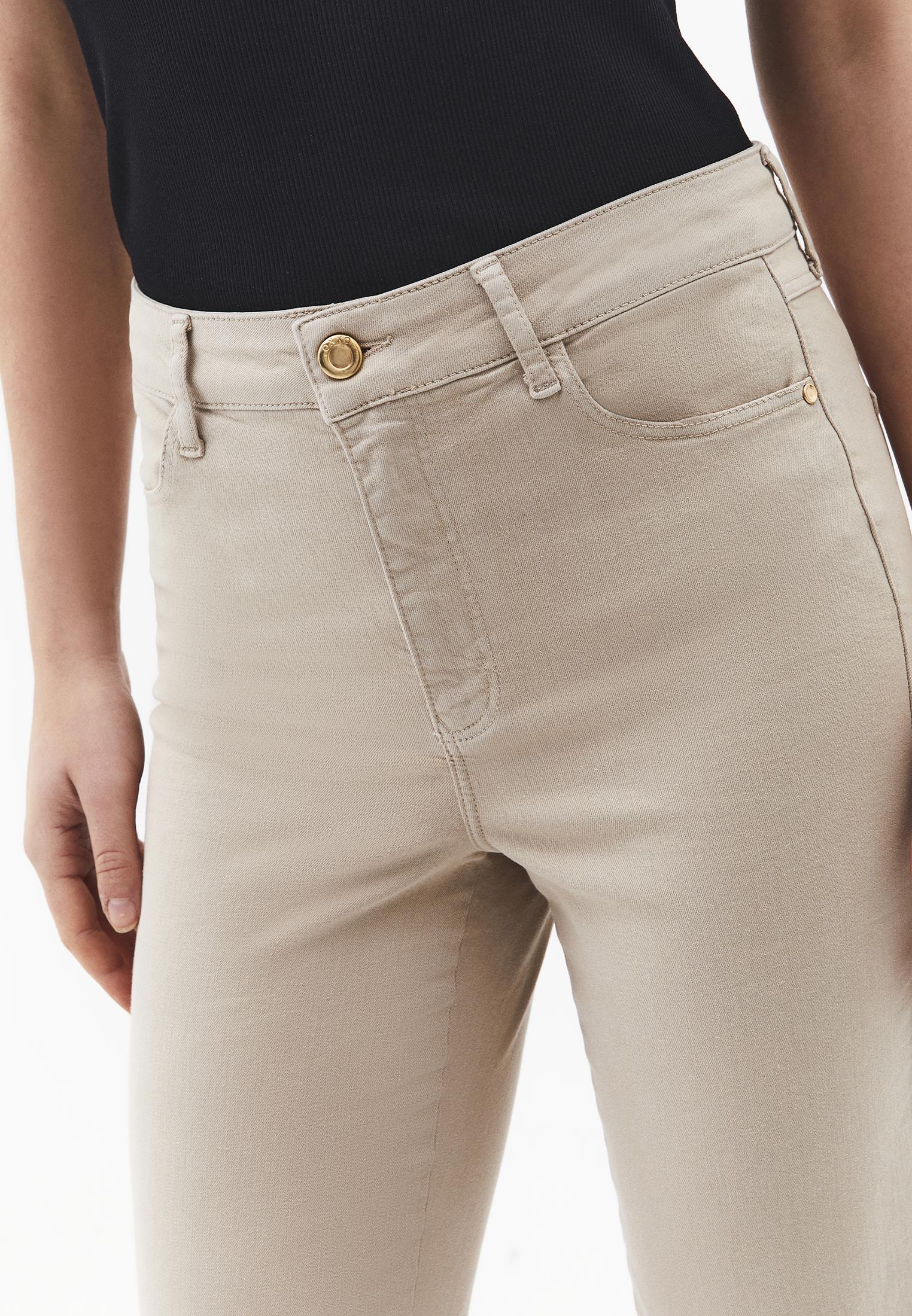 High Waist Straight Leg Long Pants - FEATHER GRAY