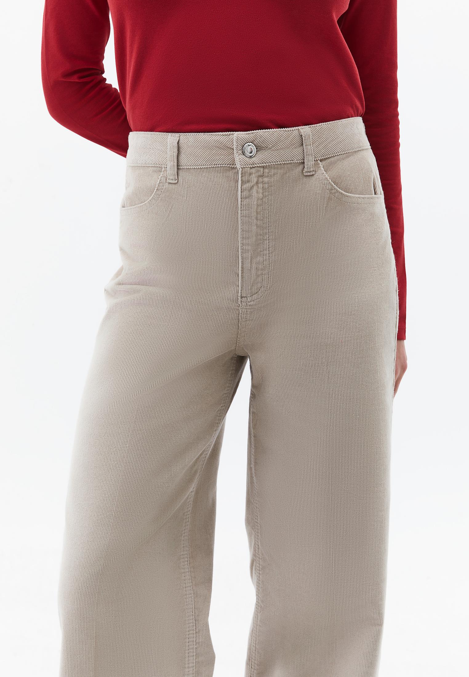 Corduroy Wide Leg Pants - FEATHER GRAY