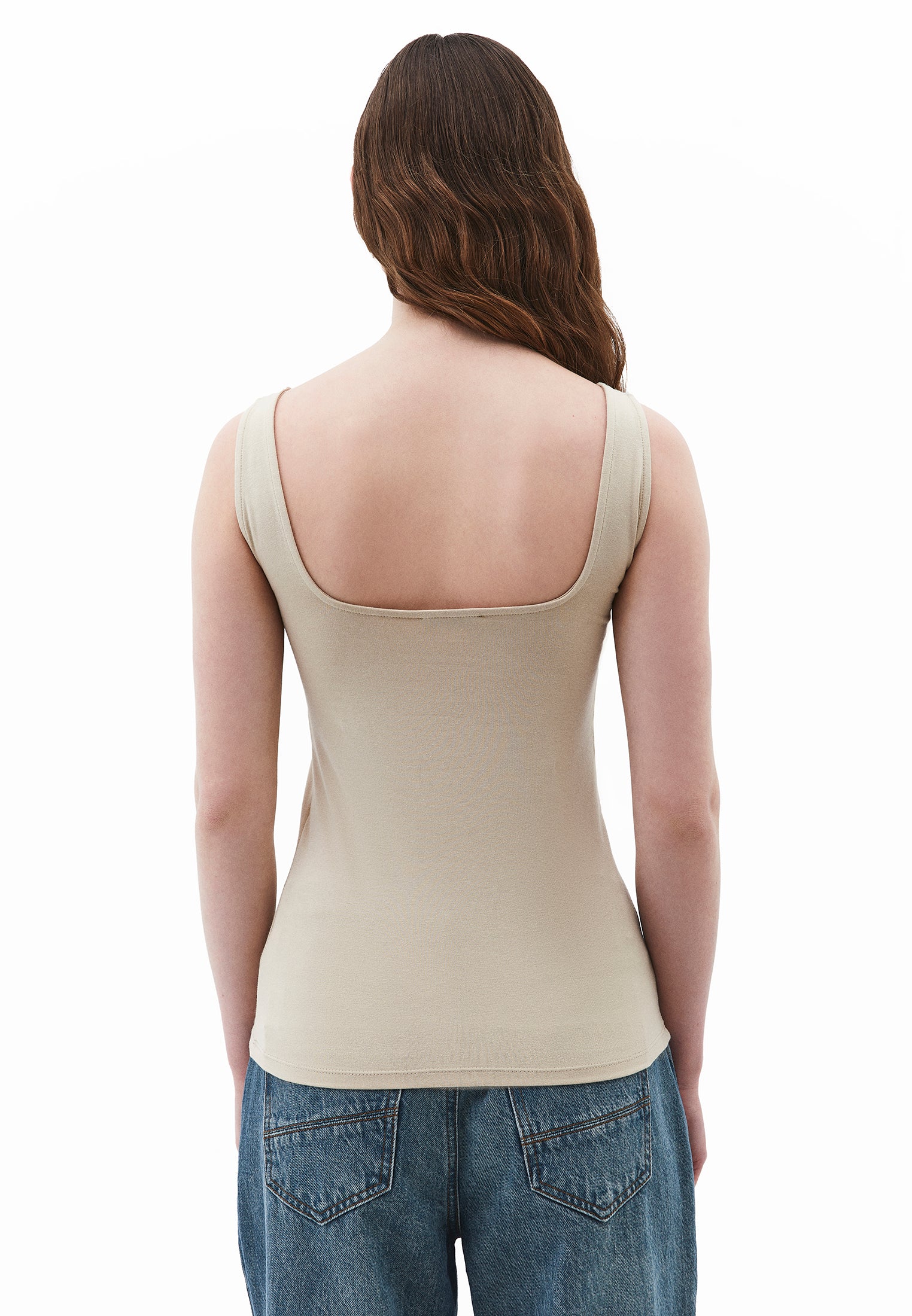 Square Neck Tank Top - FEATHER GRAY