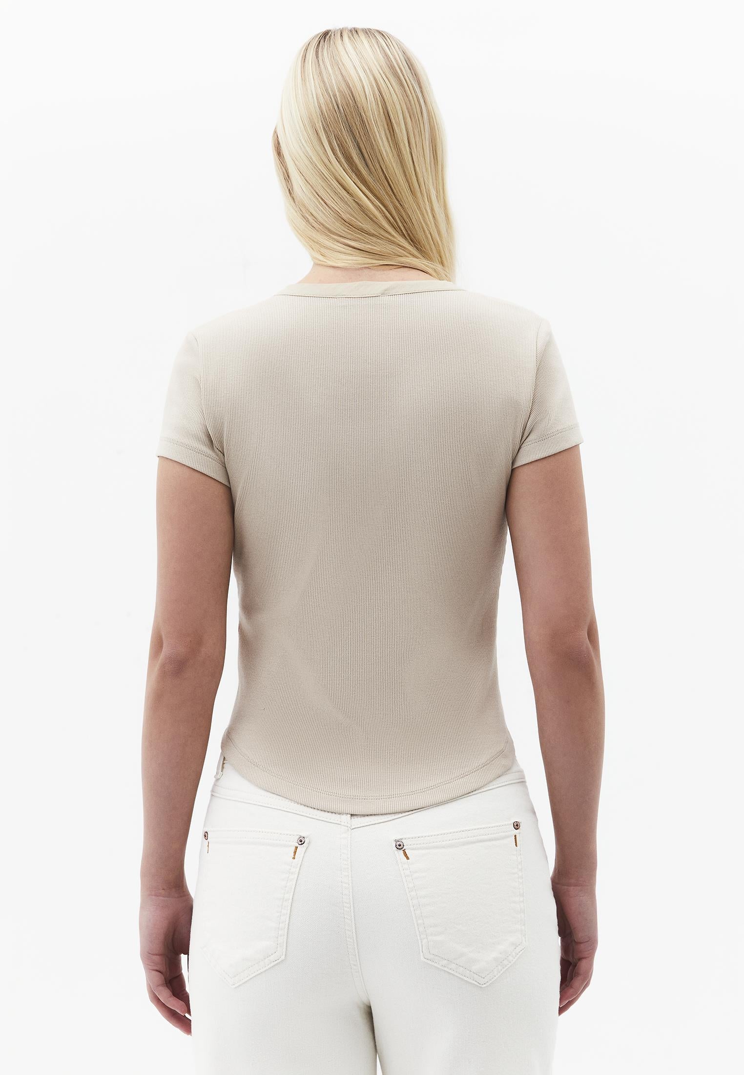 V Neck Slim Fit T-Shirt - FEATHER GRAY