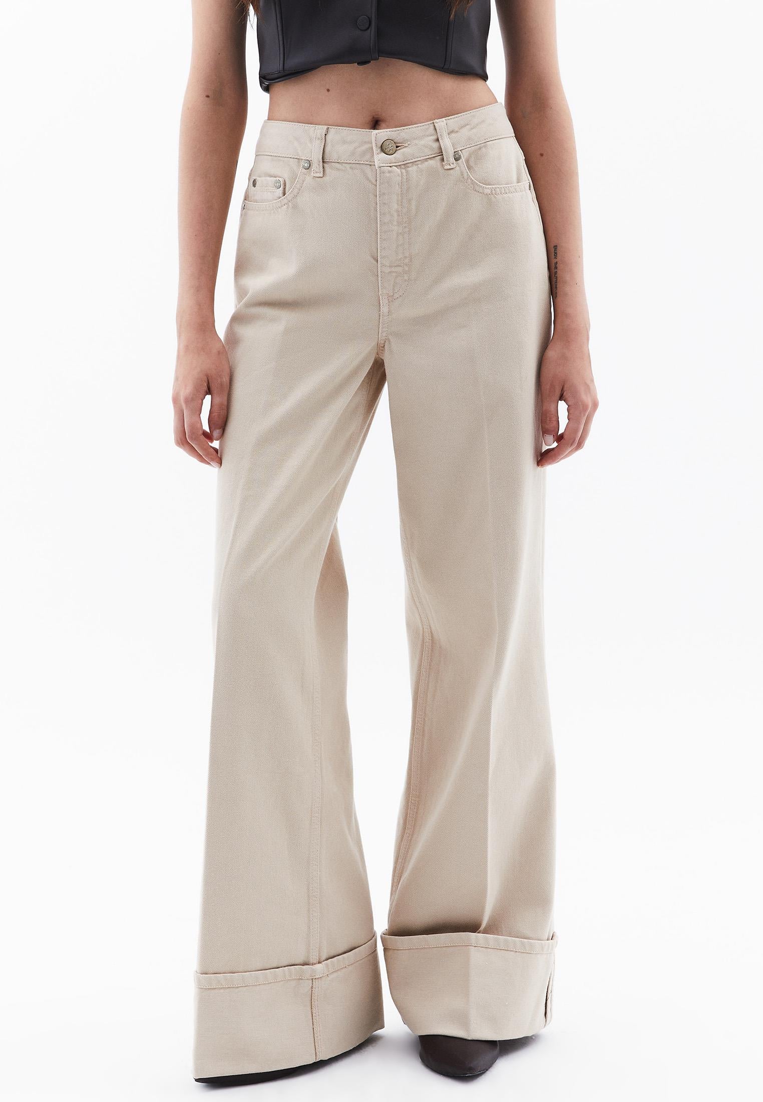 Wide Leg High Waist Pants - FEATHER GRAY