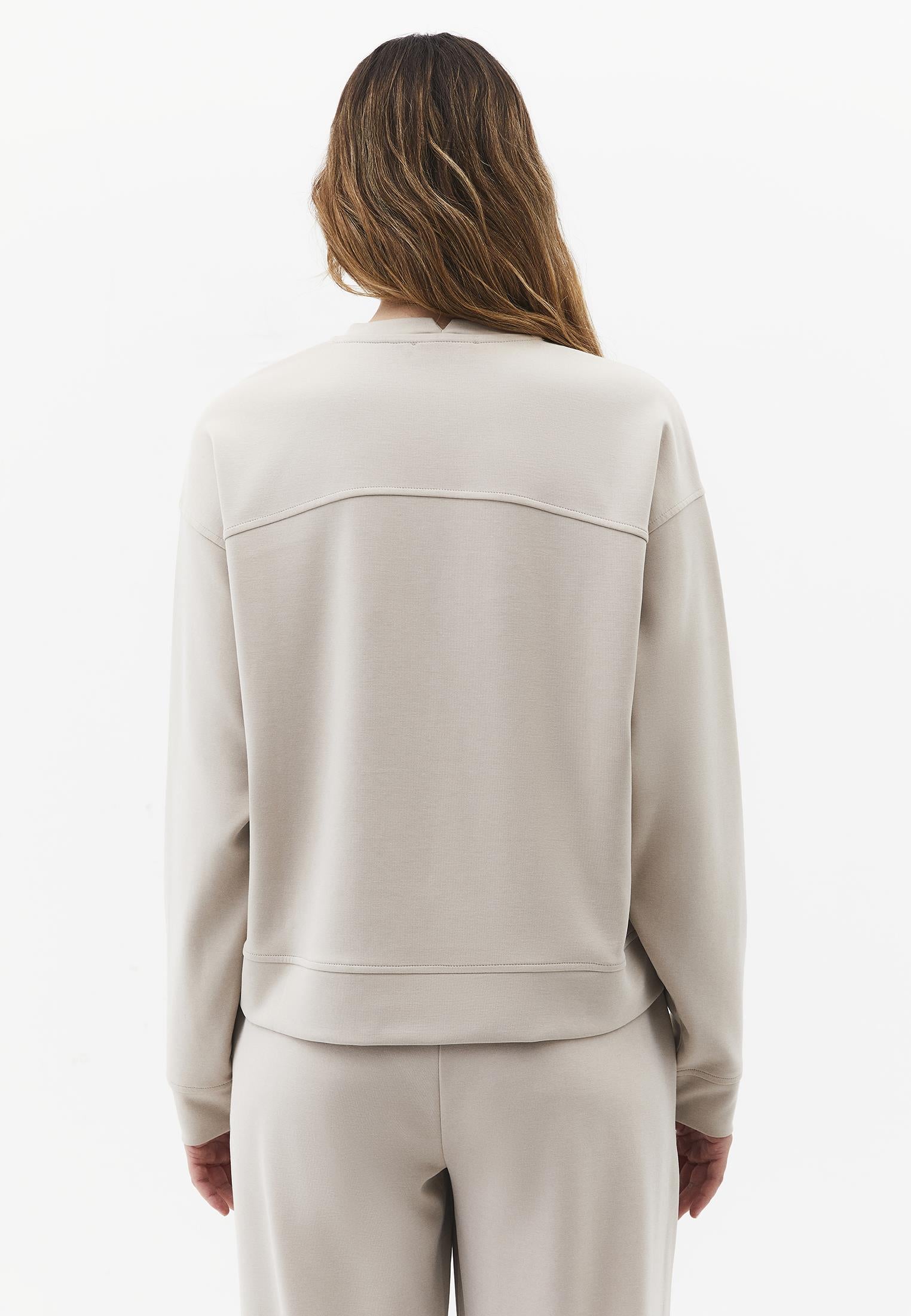 Crew Neck Long Sleeve Sweatshirt - FEATHER GRAY