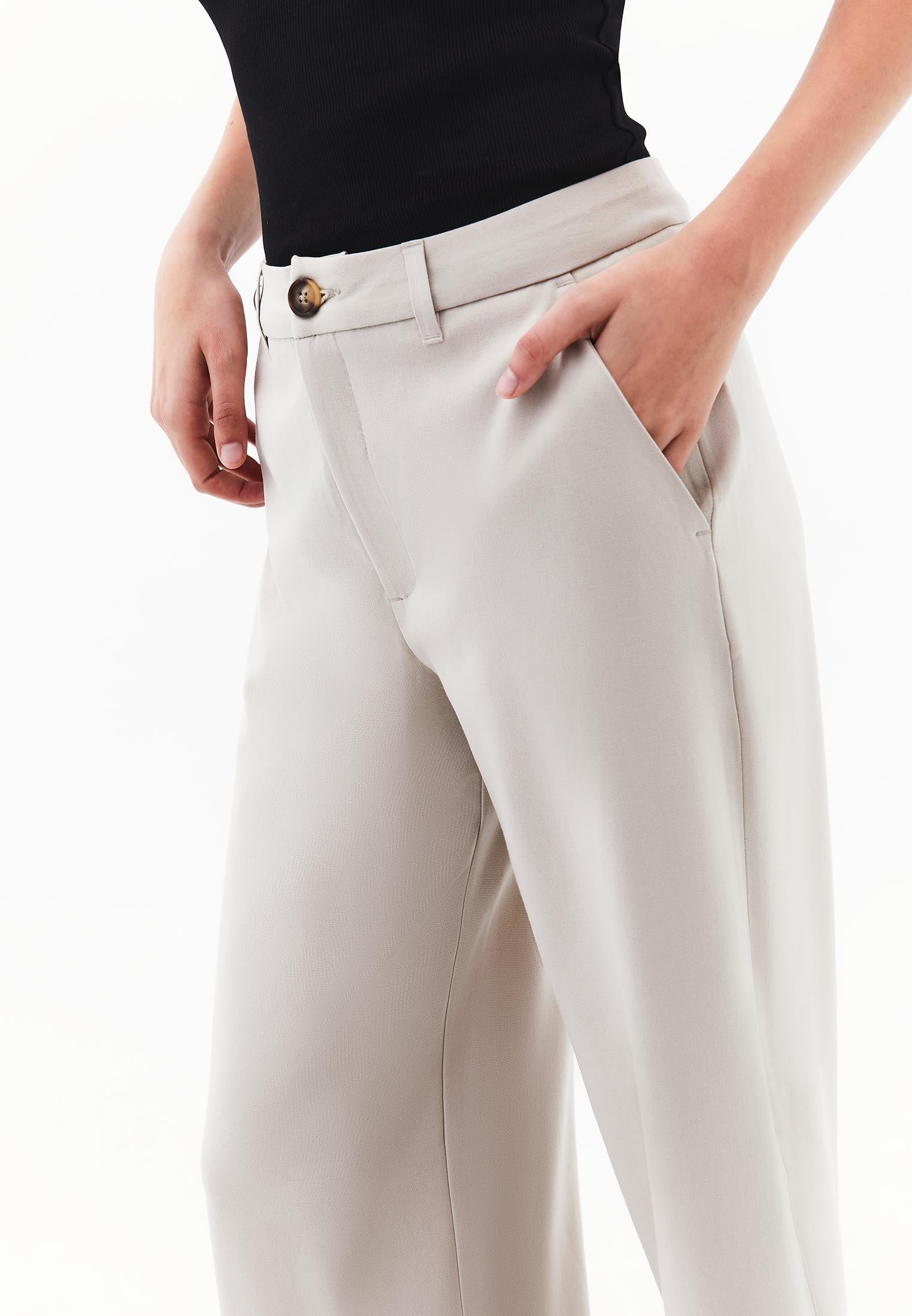 Straight Leg Buttoned Pants - FEATHER GRAY