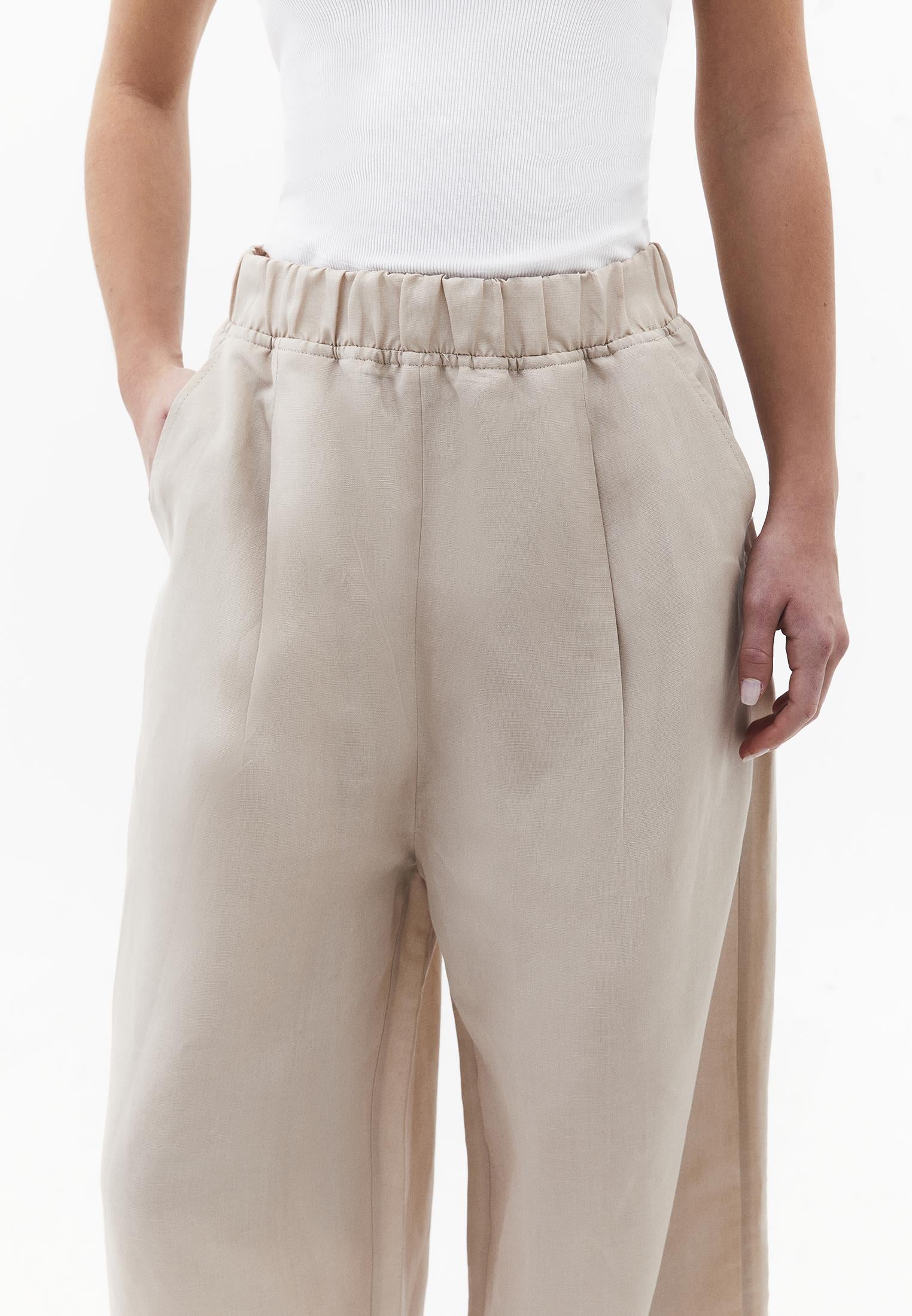 Balloon Form Elastic High Waist Carrot Pants - FEATHER GRAY