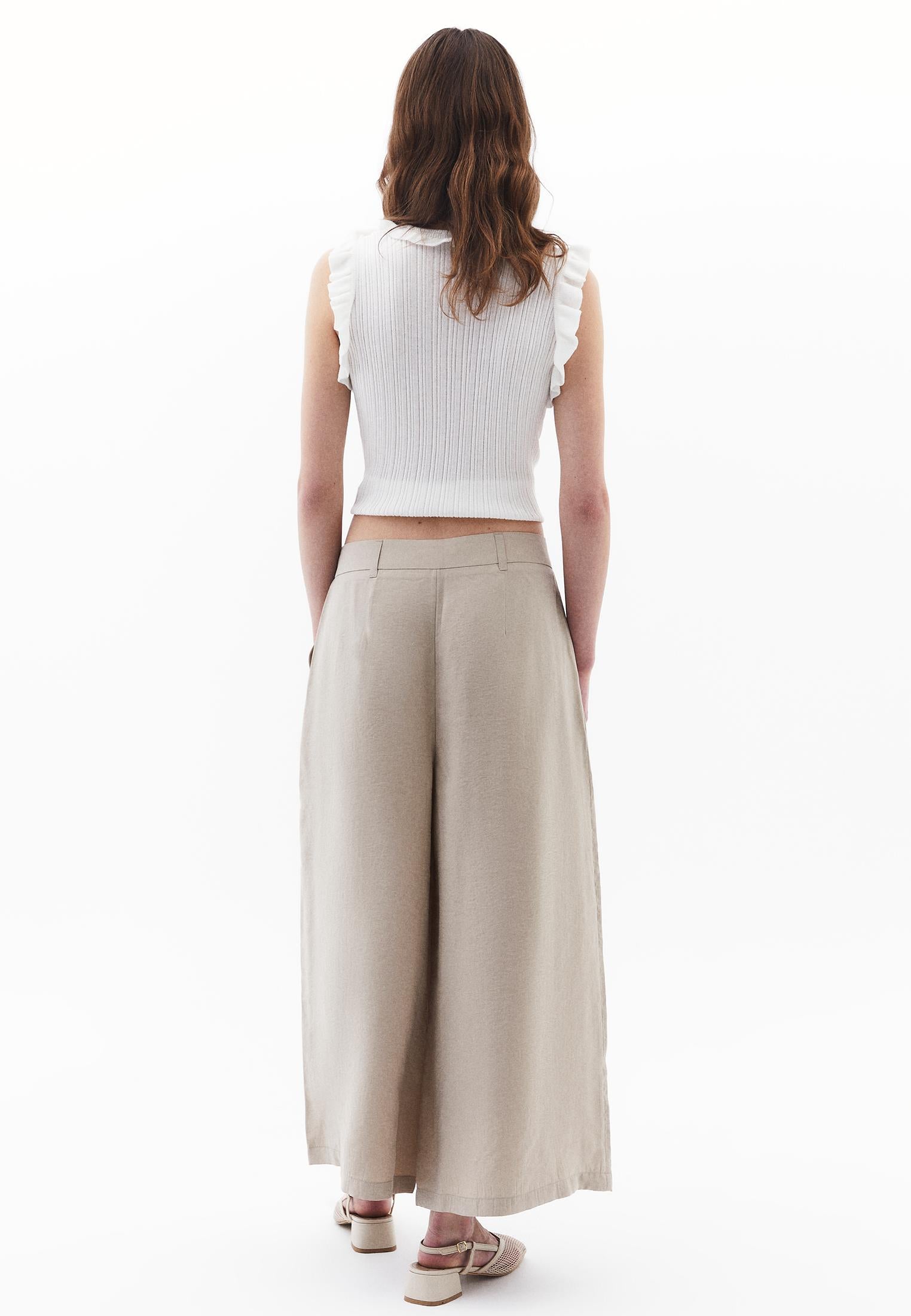 Cropped Culotte Trousers - FEATHER GRAY