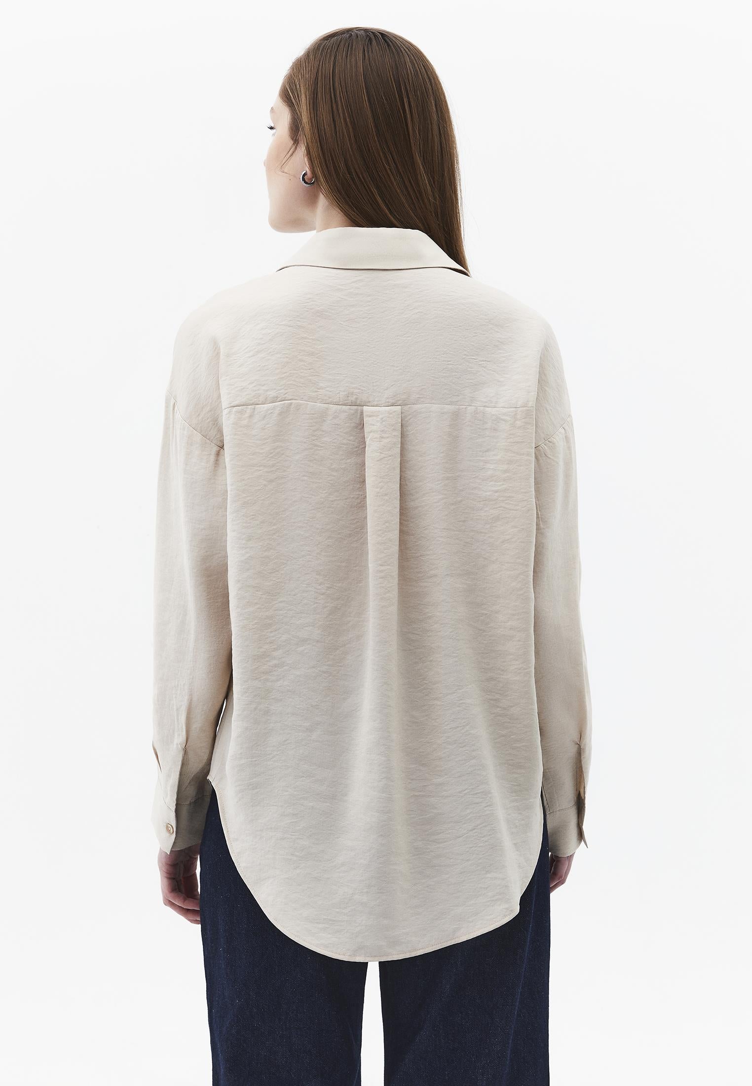 Oversize Long Sleeve Buttoned Shirt - FEATHER GRAY