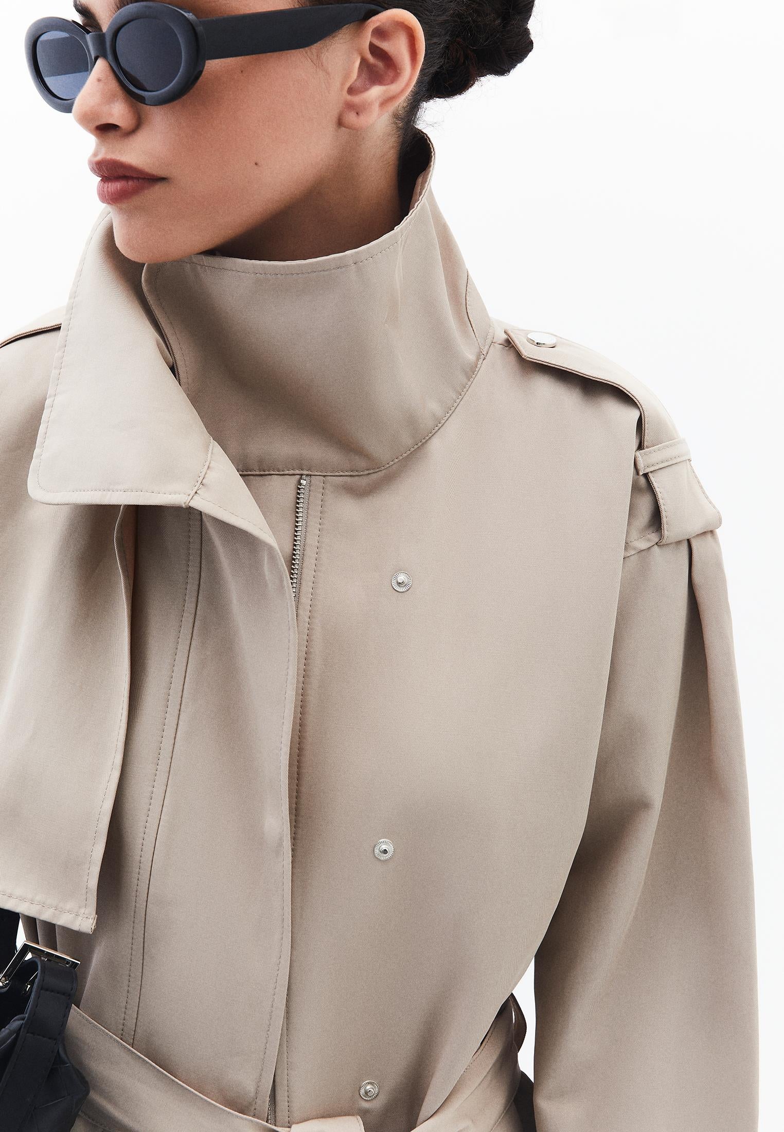 Oversize Long Sleeve Trenchcoat - FEATHER GRAY