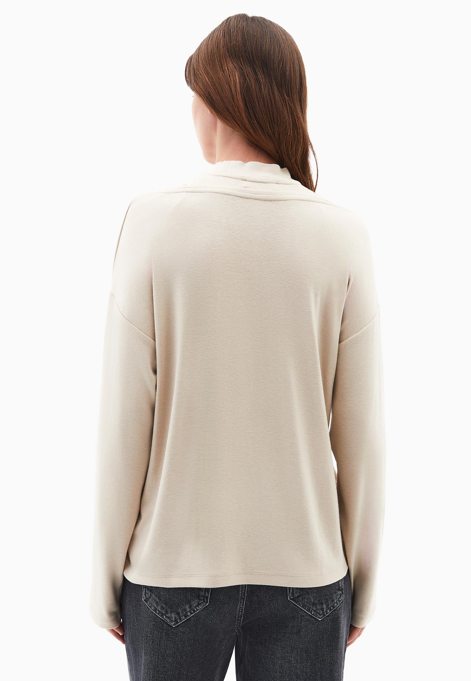 High Neck Oversize T-Shirt - FEATHER GRAY