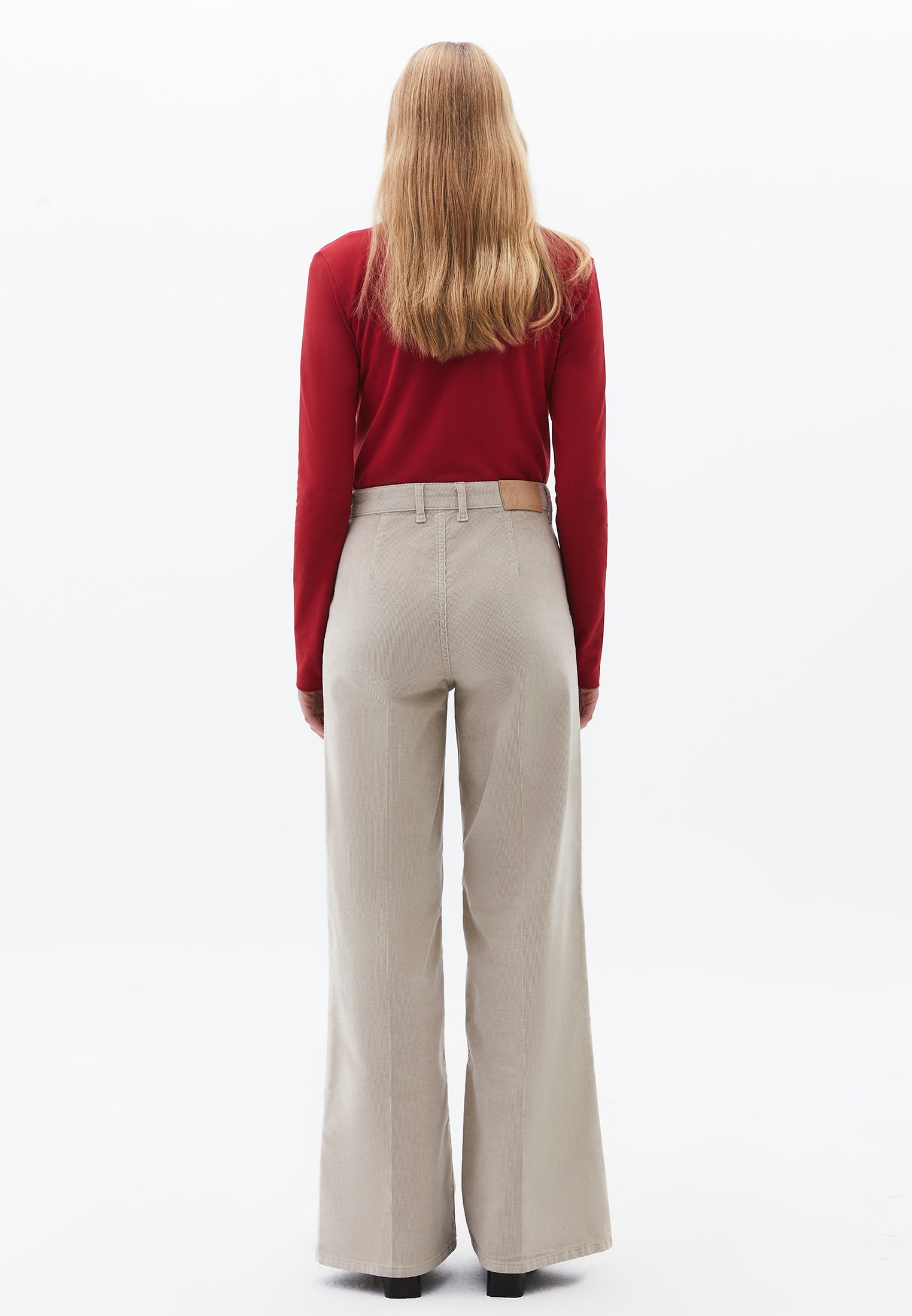Corduroy Wide Leg Pants - FEATHER GRAY