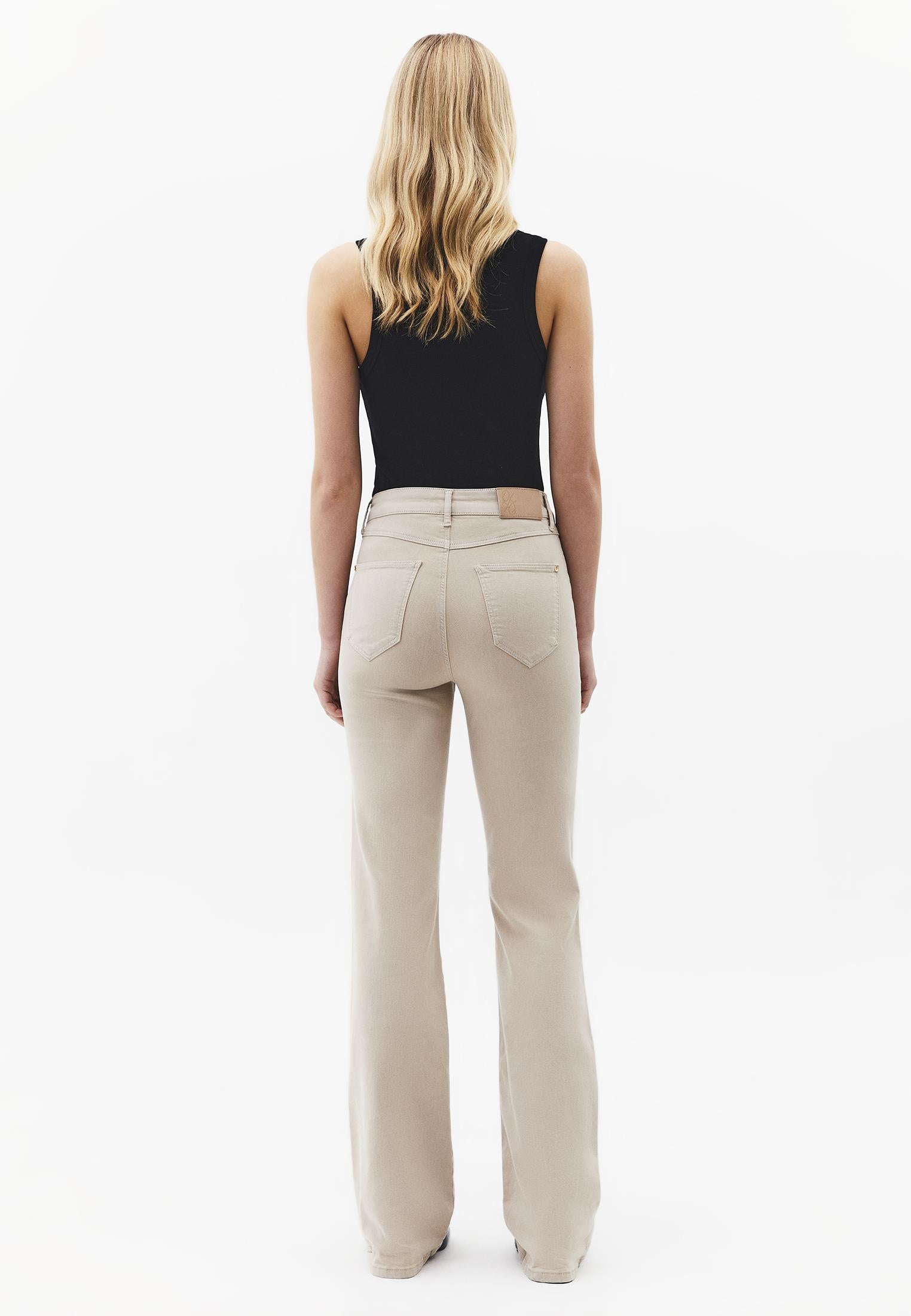 High Waist Straight Leg Long Pants - FEATHER GRAY