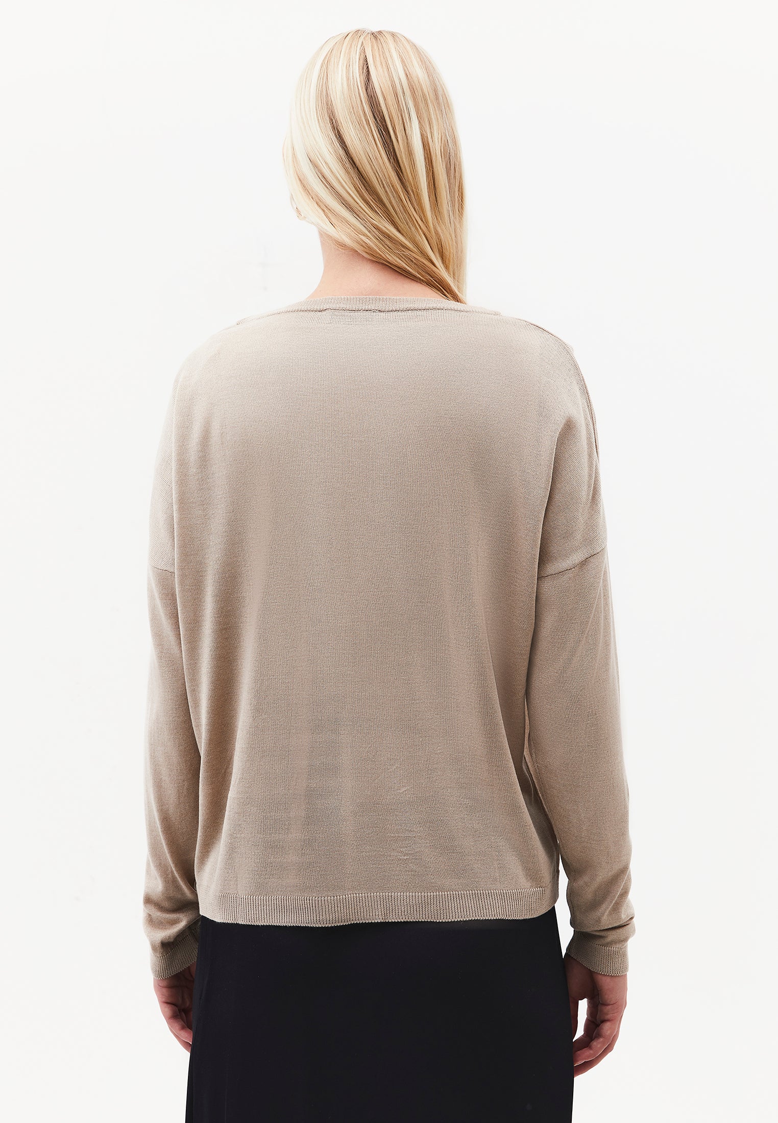 Boat Neck Knit Sweater - FEATHER GRAY