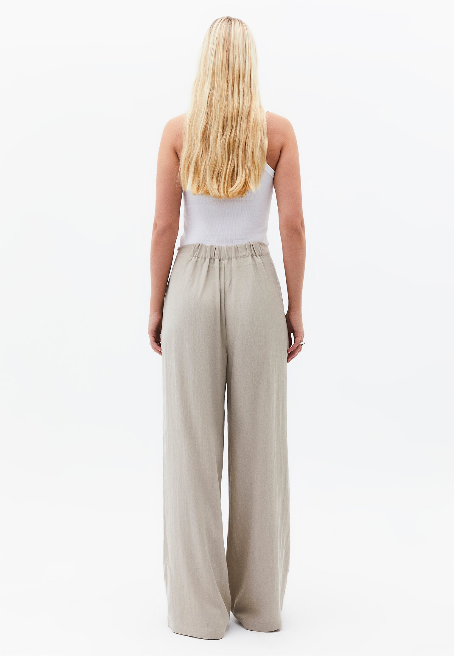 Pleated Ultra High Waist Wide Leg Pants - FEATHER GRAY