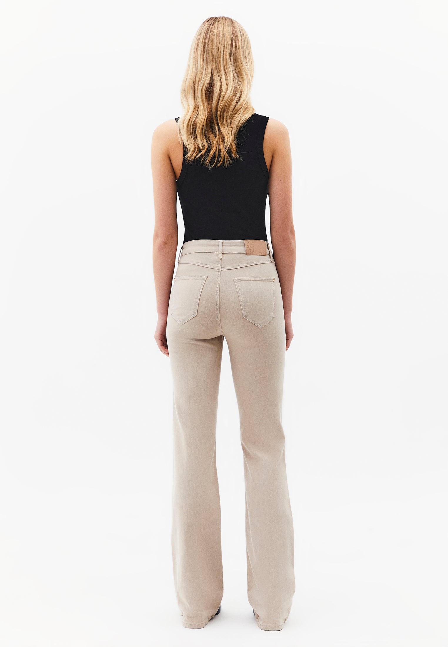 High Waist Straight Leg Long Pants - FEATHER GRAY