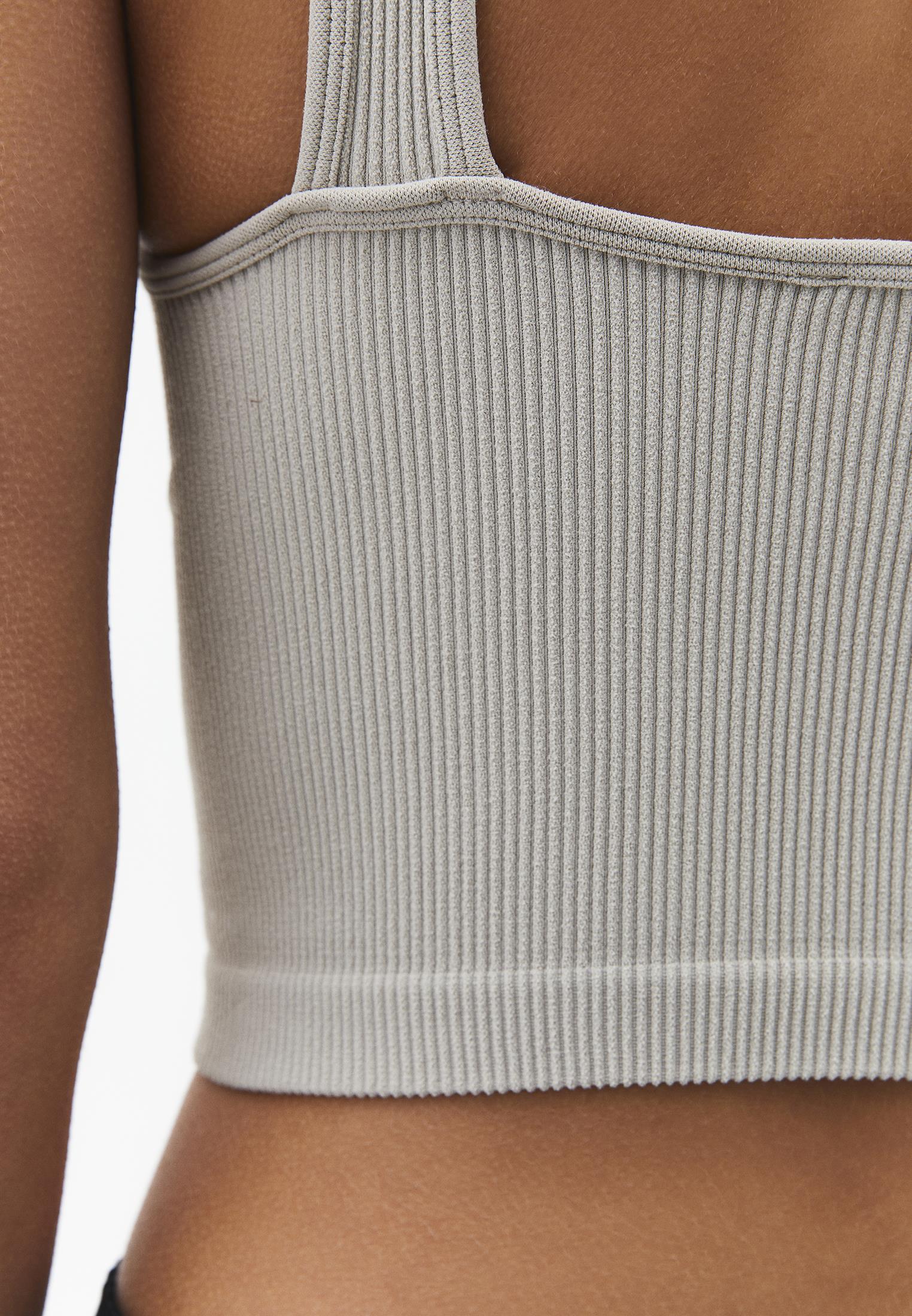 Cropped V Neck Tank Top - FEATHER GRAY