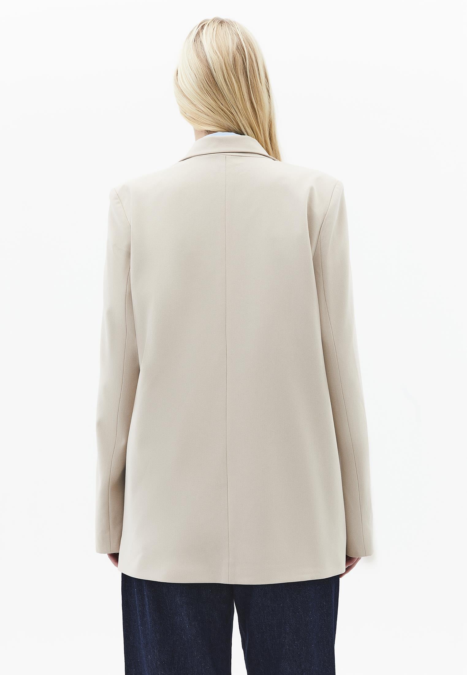 Boyfriend Fit Blazer Jacket - FEATHER GRAY