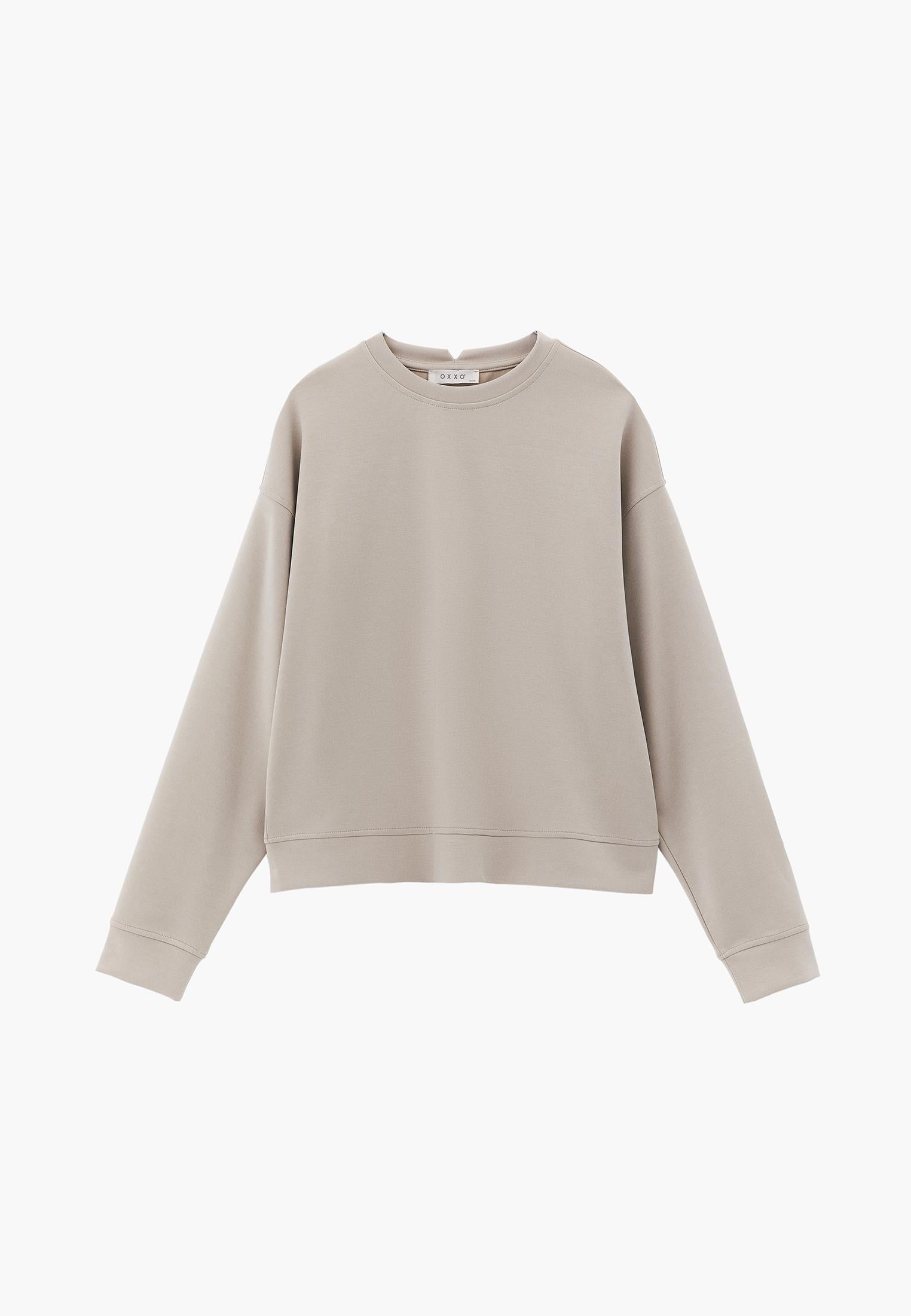 Crew Neck Long Sleeve Sweatshirt - FEATHER GRAY