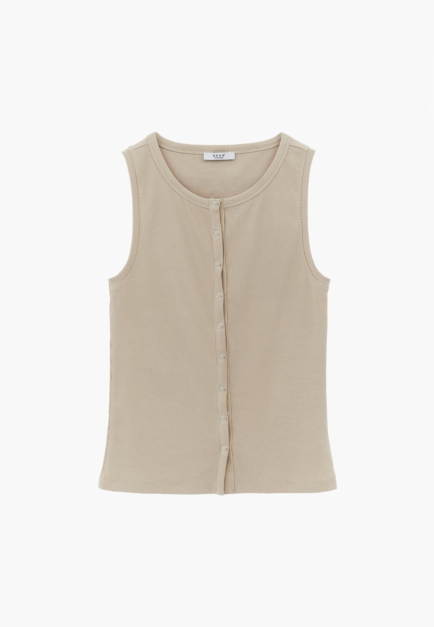 Sleeveless Crew Neck Tank Top - FEATHER GRAY