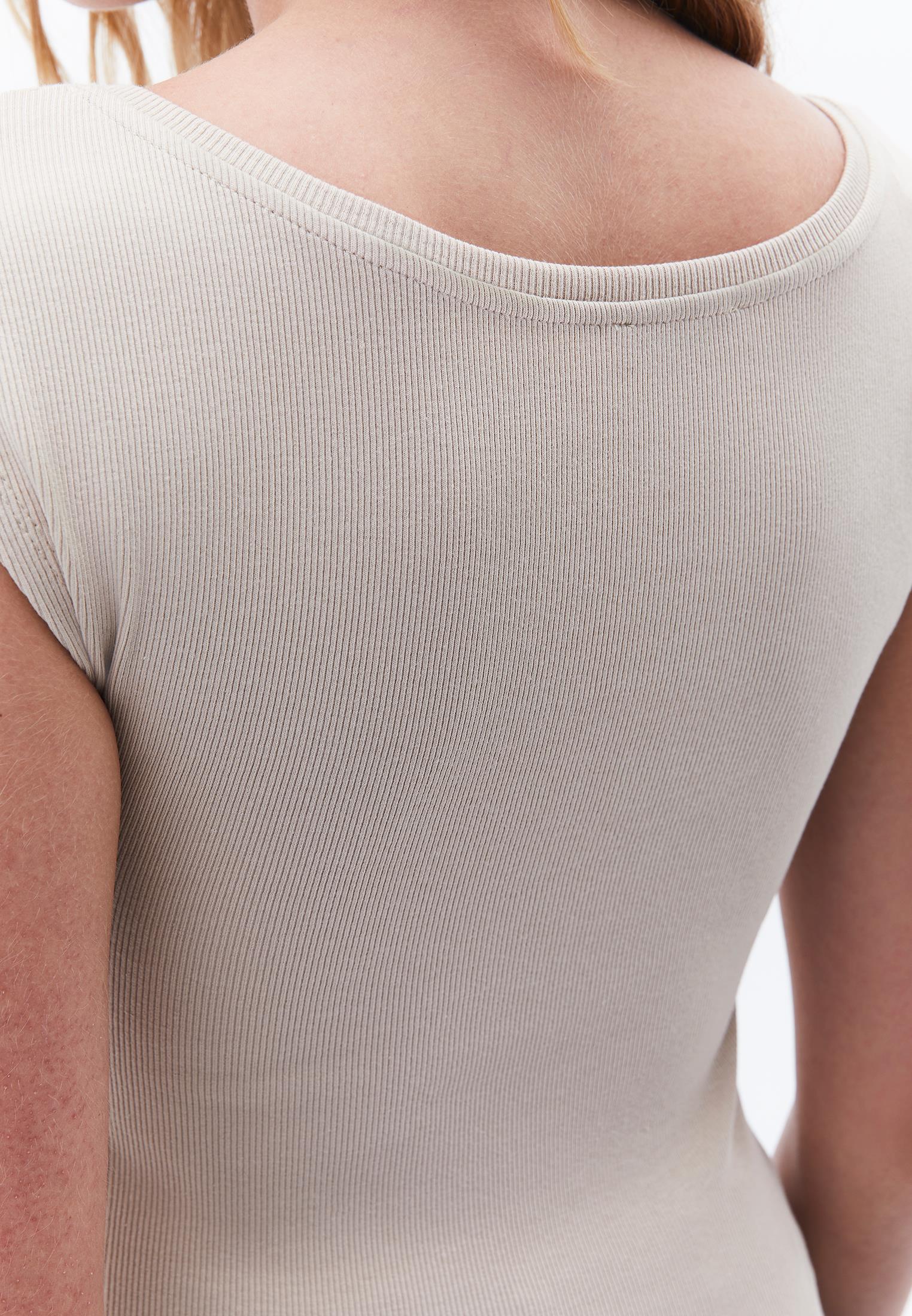 Boat Neck Short Sleeve T-Shirt - FEATHER GRAY