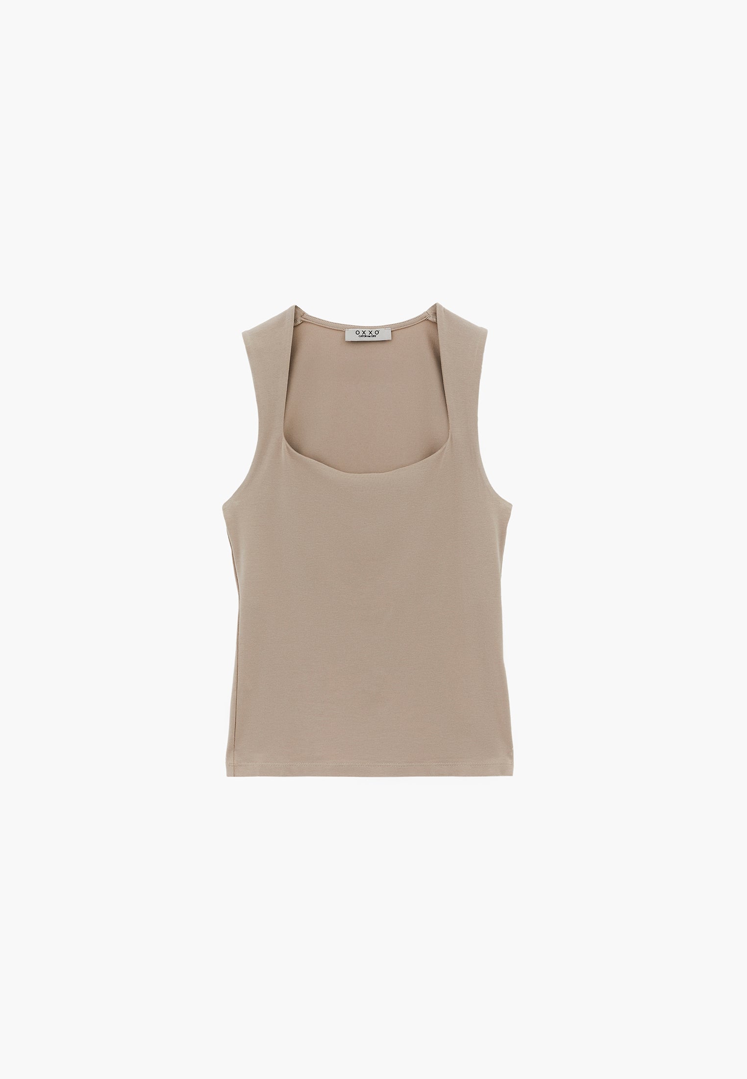 Square Neck Bodycon Standard Tank Top - FEATHER GRAY