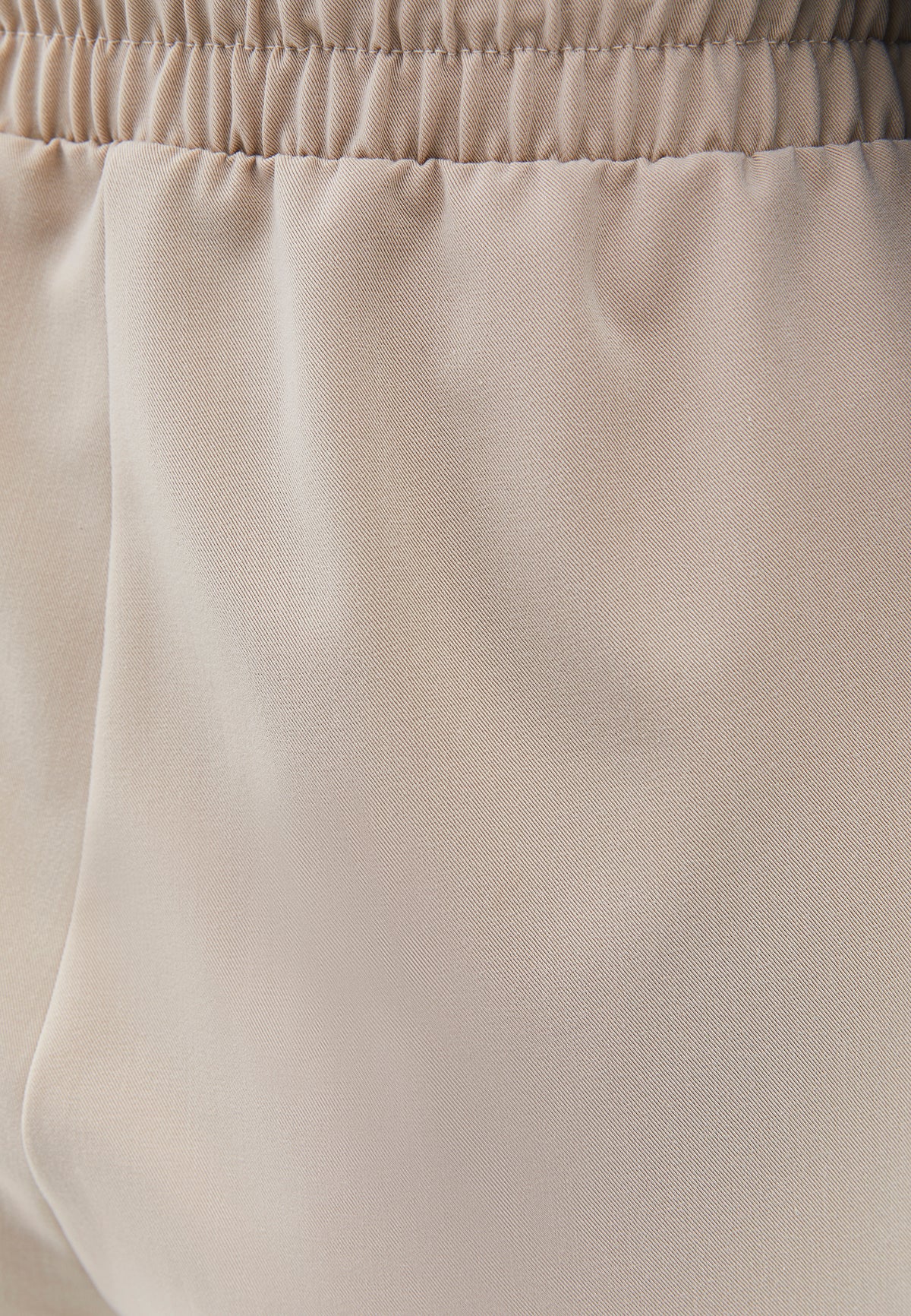 Wide Leg High Waist Elastic Waistband Pants - FEATHER GRAY