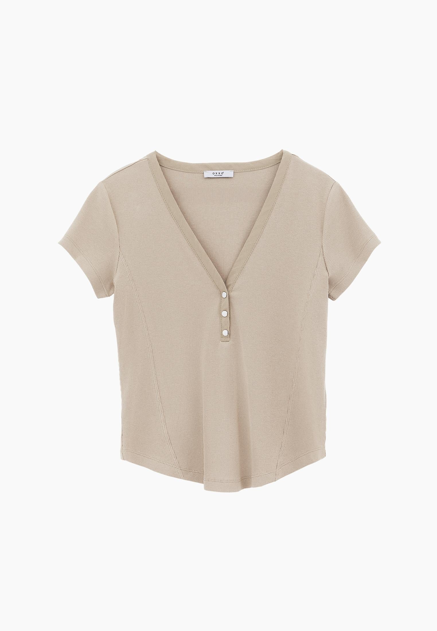 V Neck Slim Fit T-Shirt - FEATHER GRAY