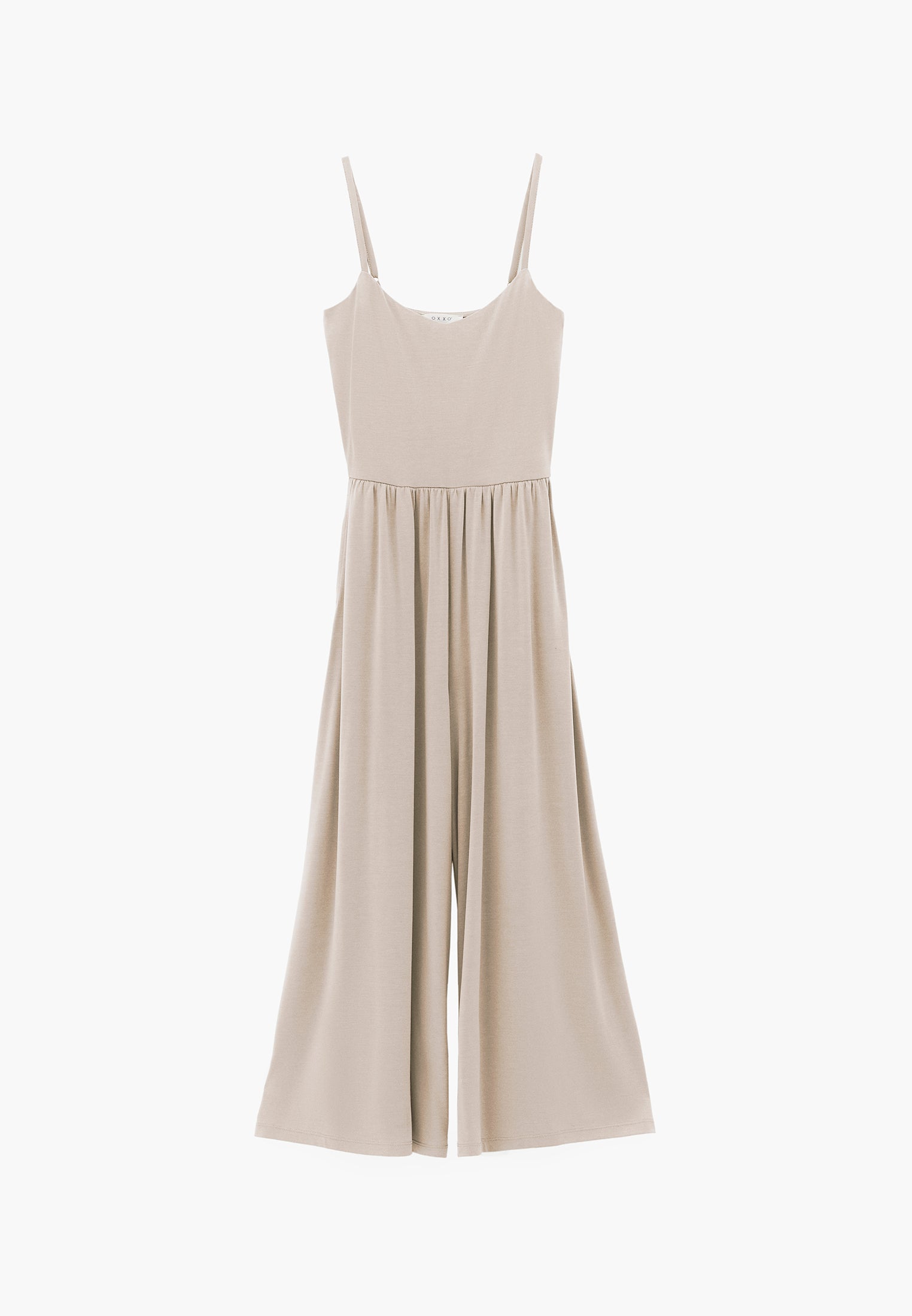 V Neck Long Jumpsuit - FEATHER GRAY