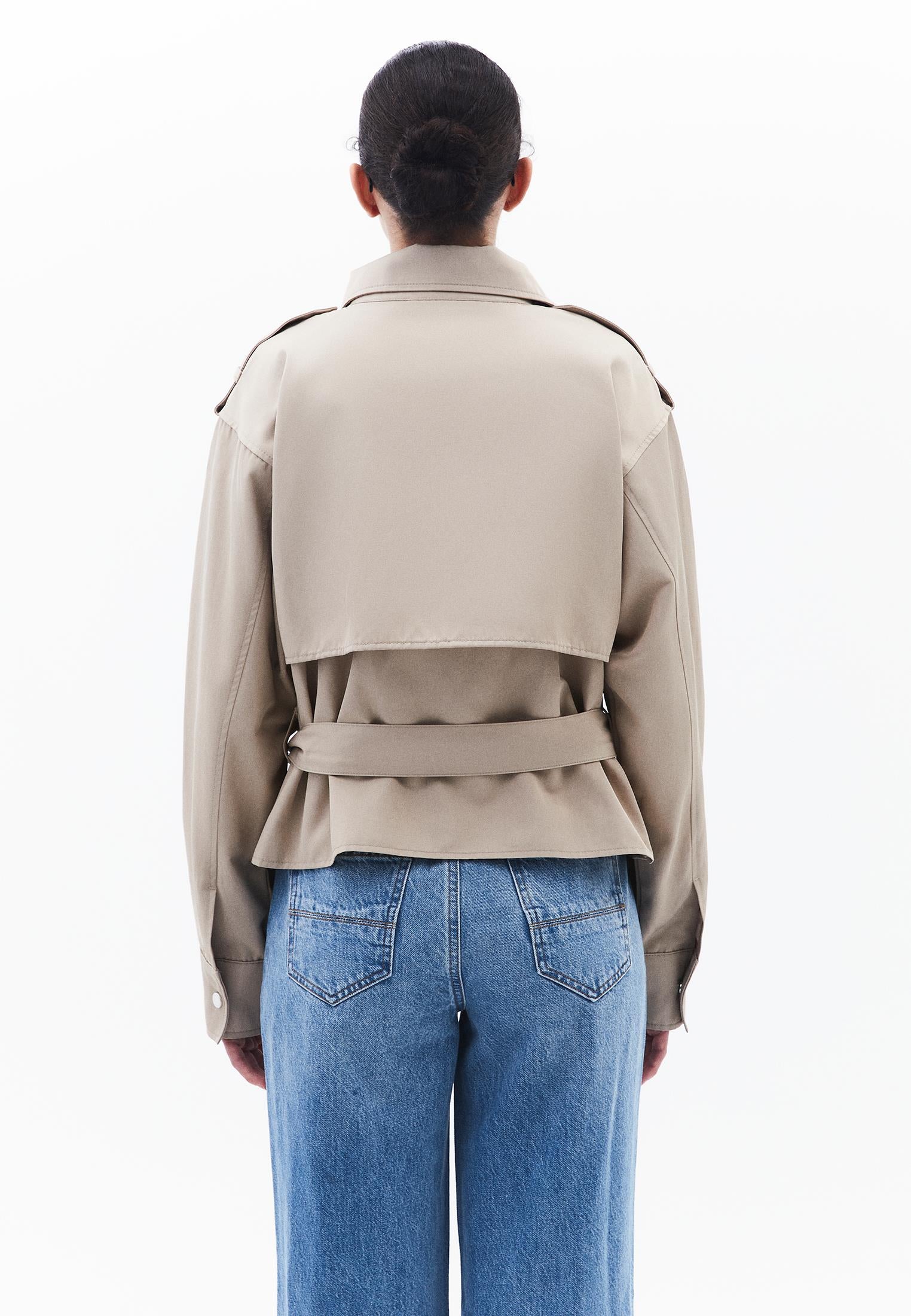 Oversize Long Sleeve Trenchcoat - FEATHER GRAY