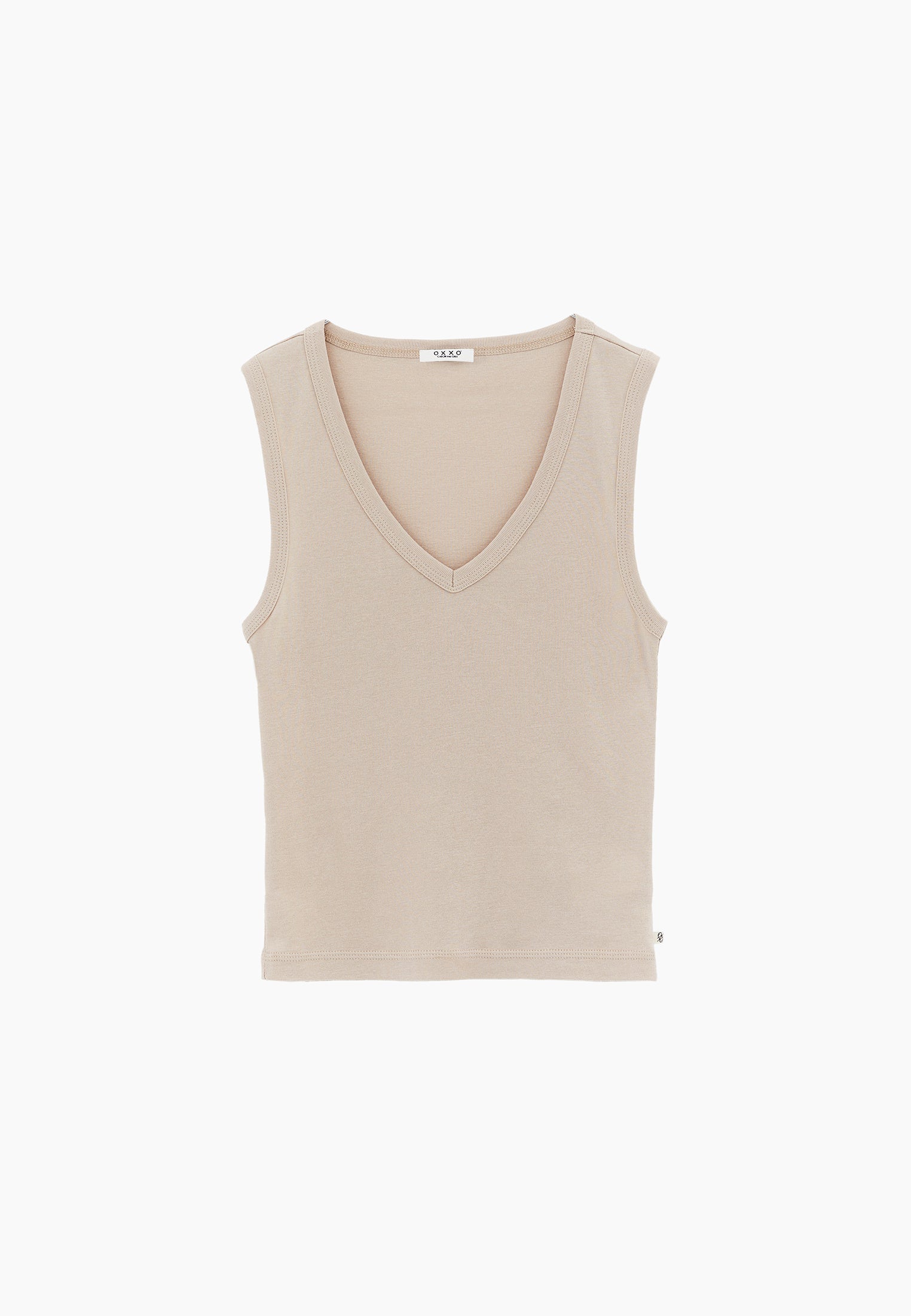 V Neck Bodycon Rib Tank Top - FEATHER GRAY