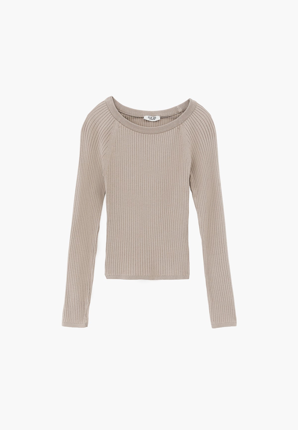 Ribbed Boat Neck Sweater - FEATHER GRAY