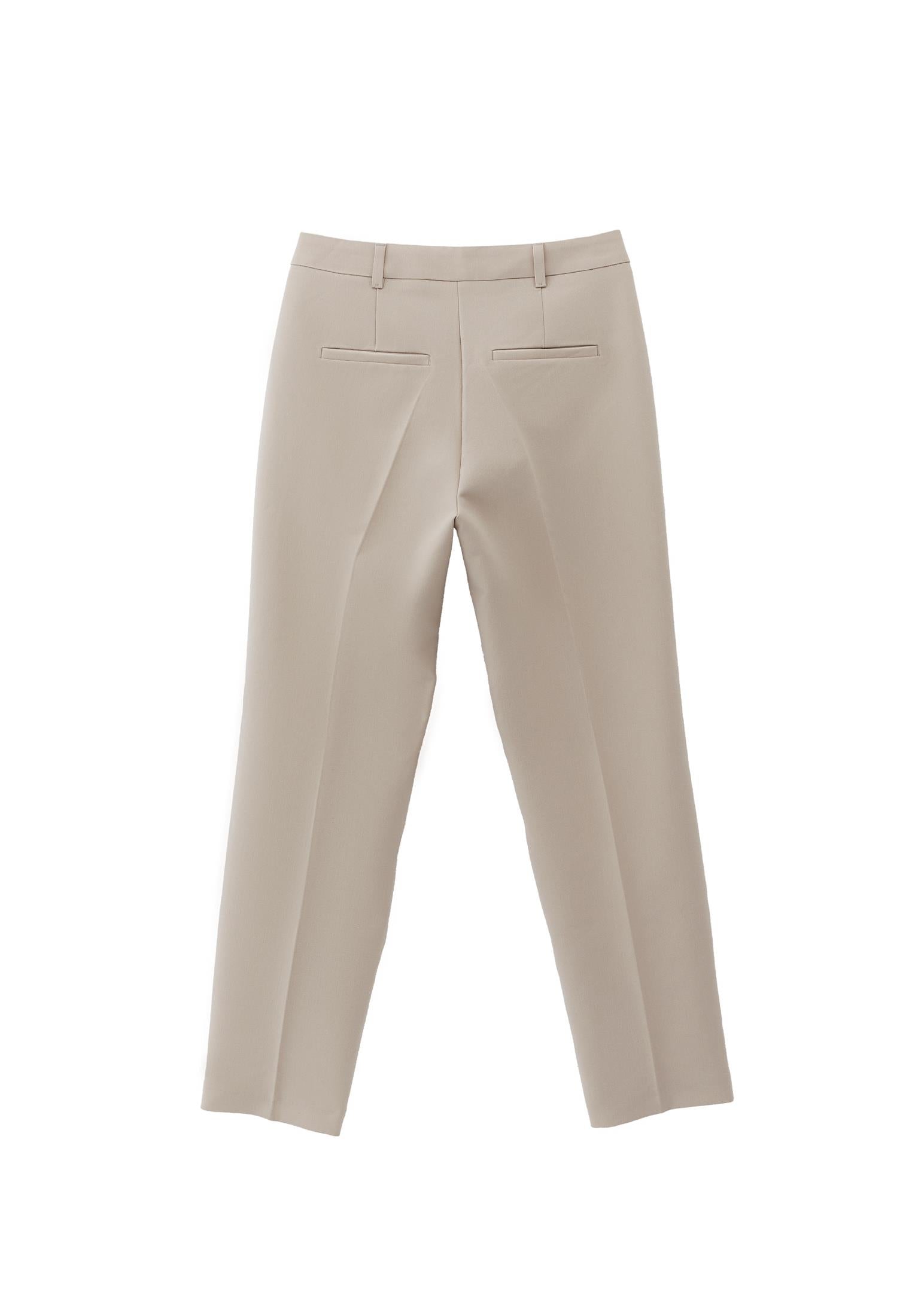 High Waist Long Slim Pants - FEATHER GRAY