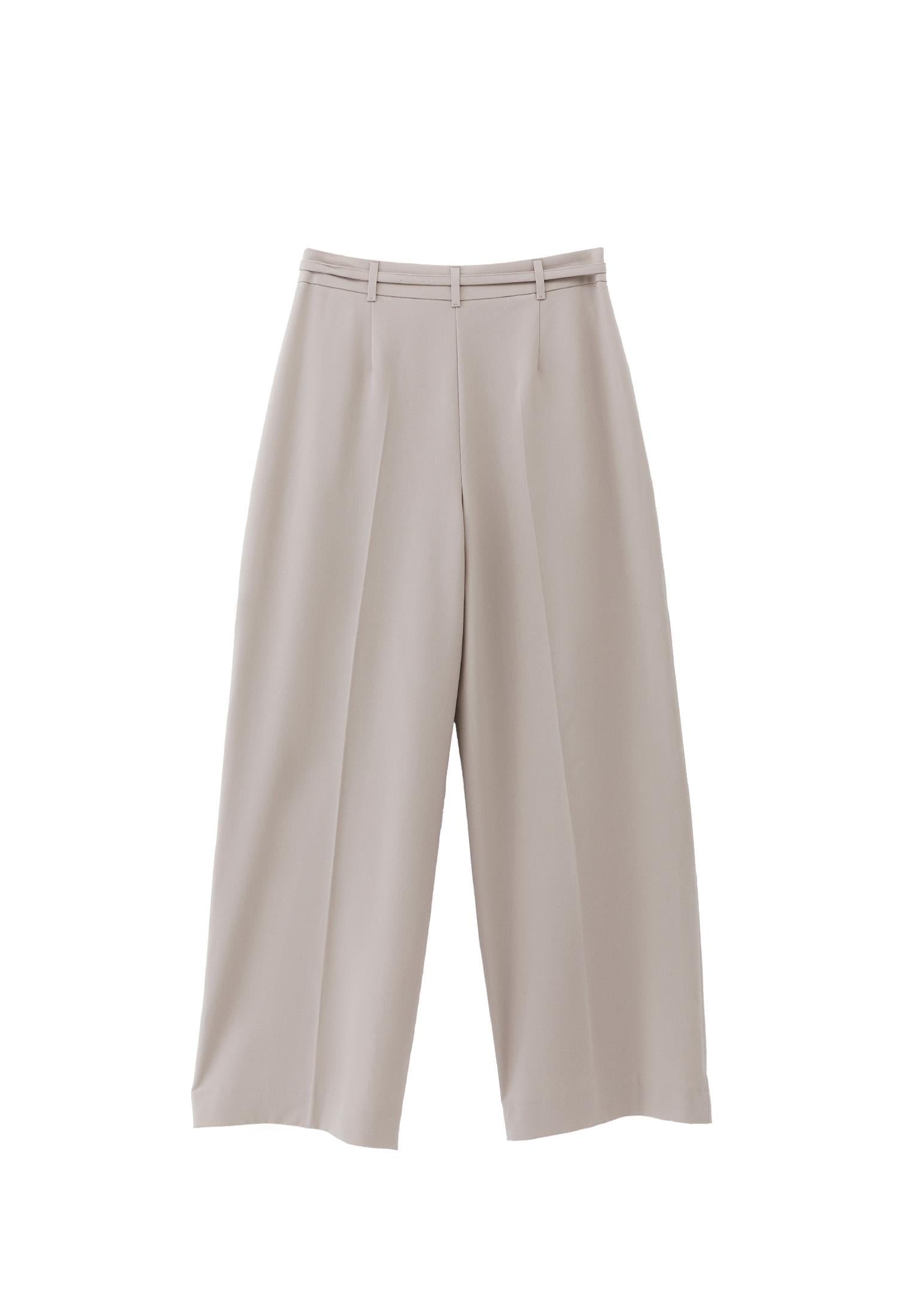 Straight Pants With Belt Detail - FEATHER GRAY