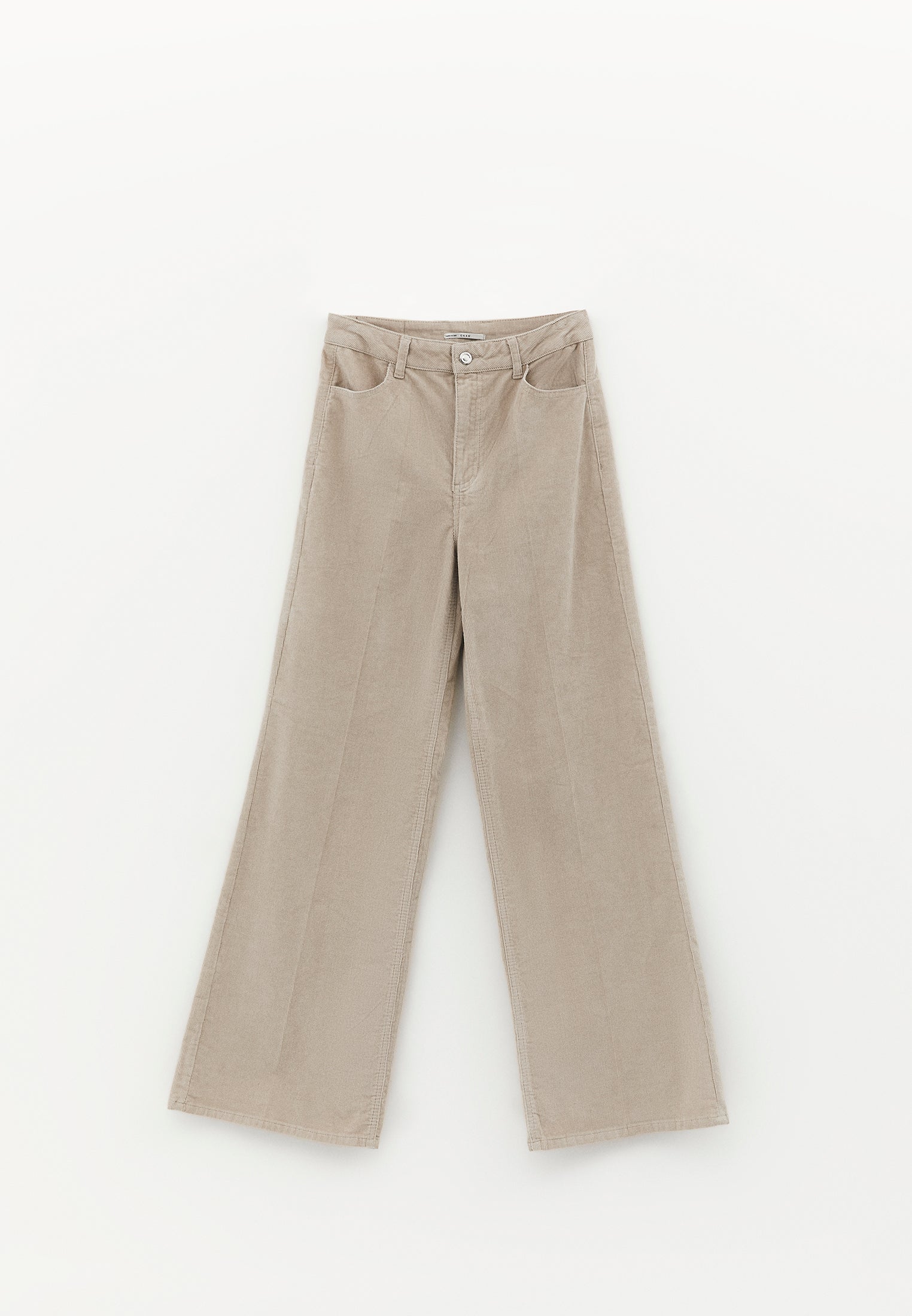 Corduroy Wide Leg Pants - FEATHER GRAY