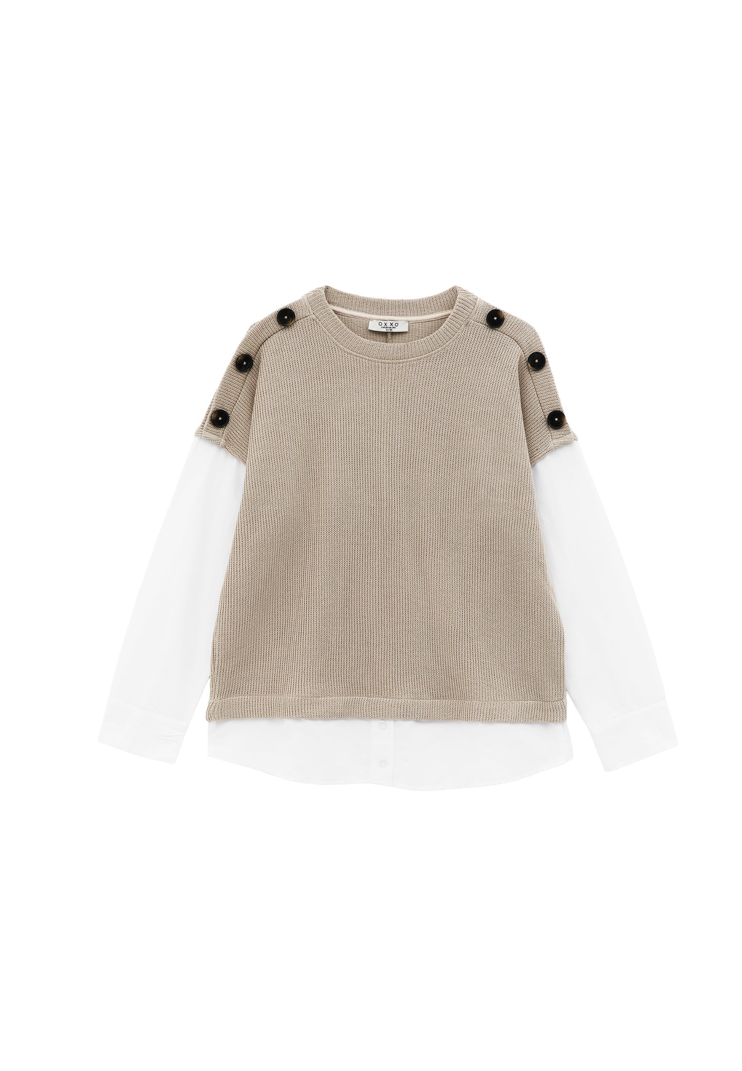 Button Detailed Long Sleeve Blouse - FEATHER GRAY