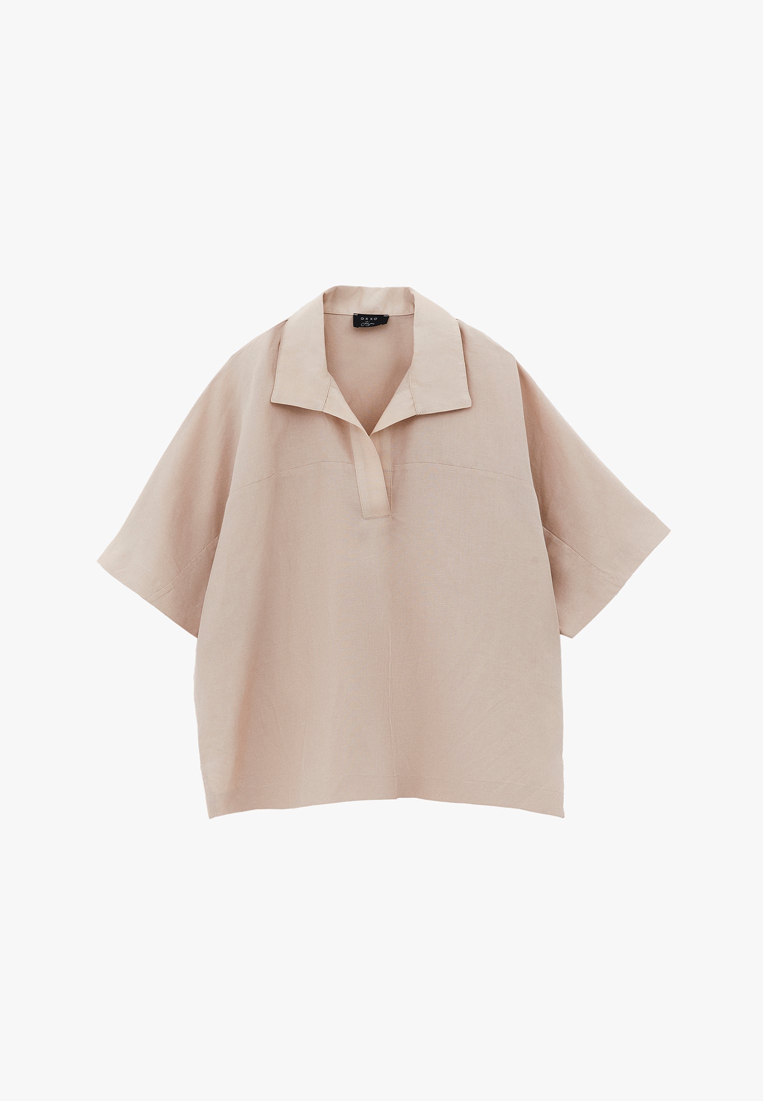 Polo Neck Batwing Sleeve Oversize Blouse - FEATHER GRAY