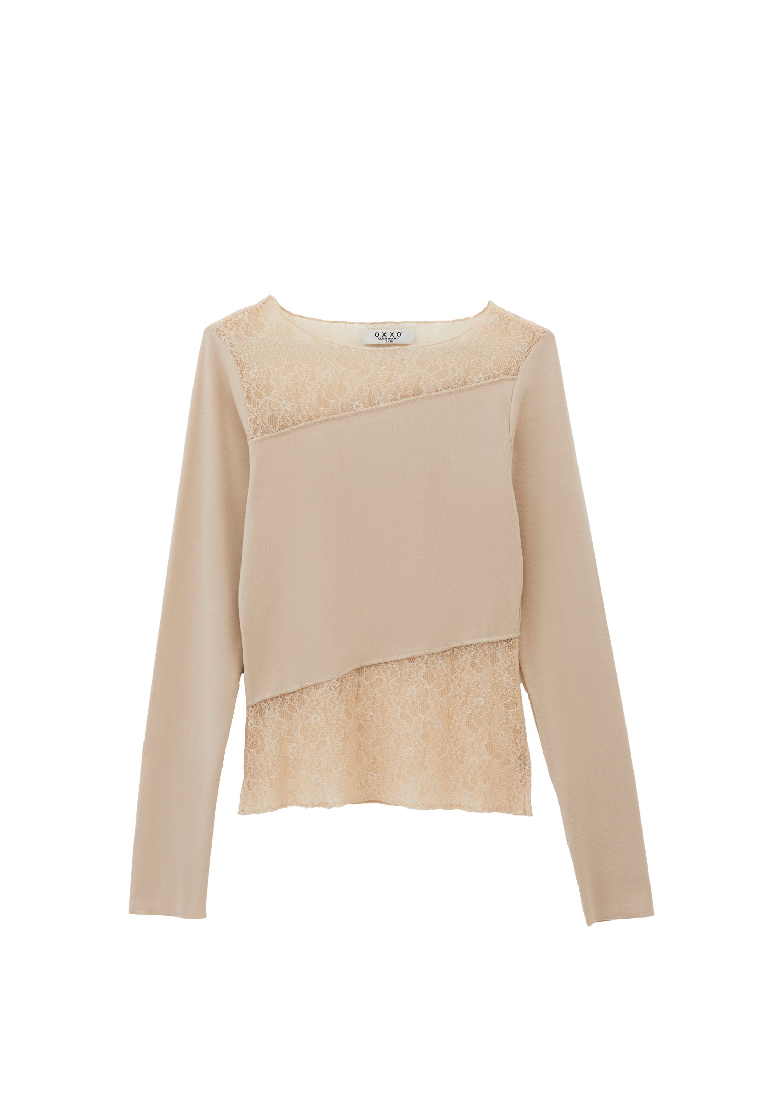 Closed Cut Long Sleeve Crew Neck T-Shirt - FEATHER GRAY