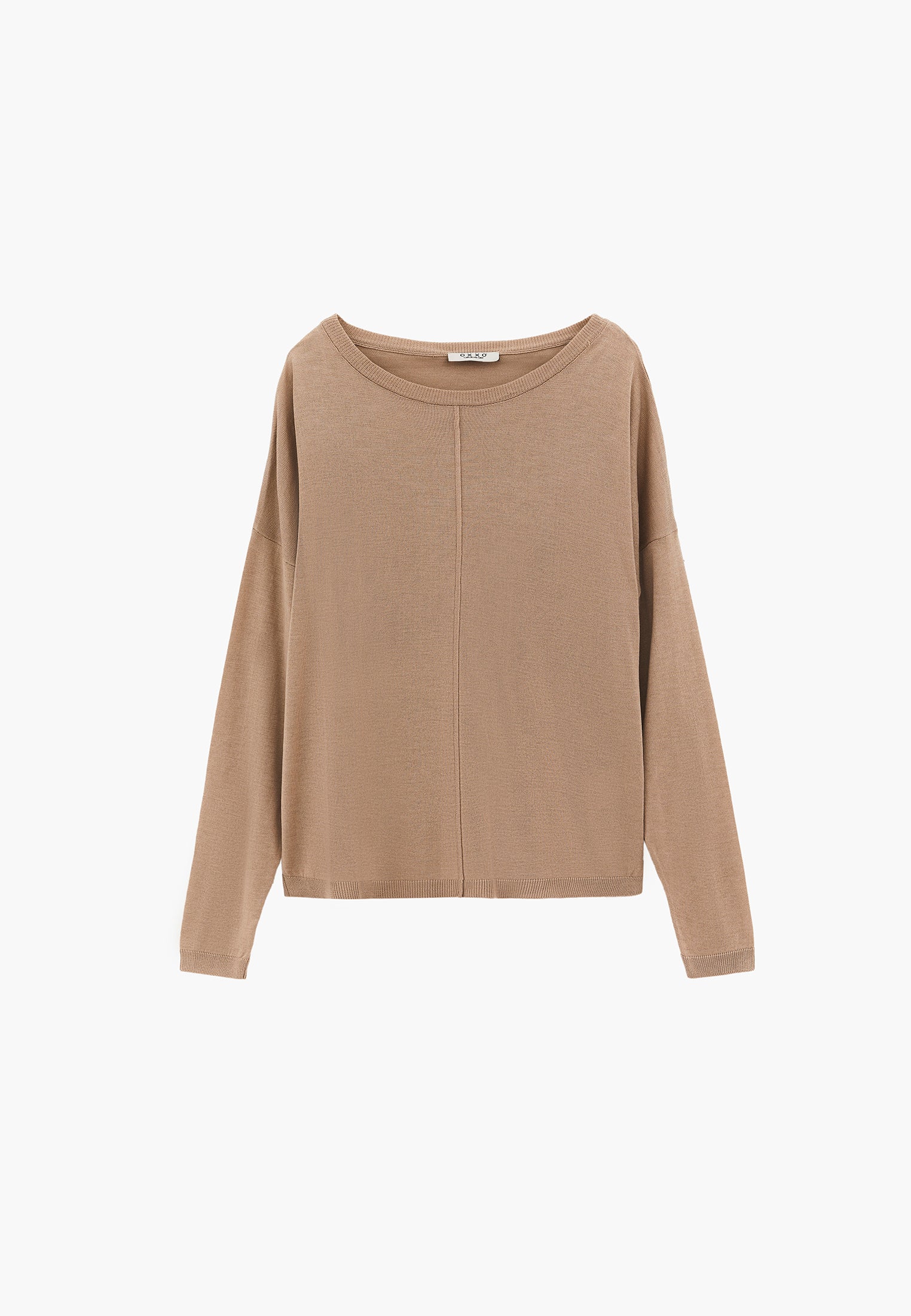 Boat Neck Knit Sweater - FEATHER GRAY