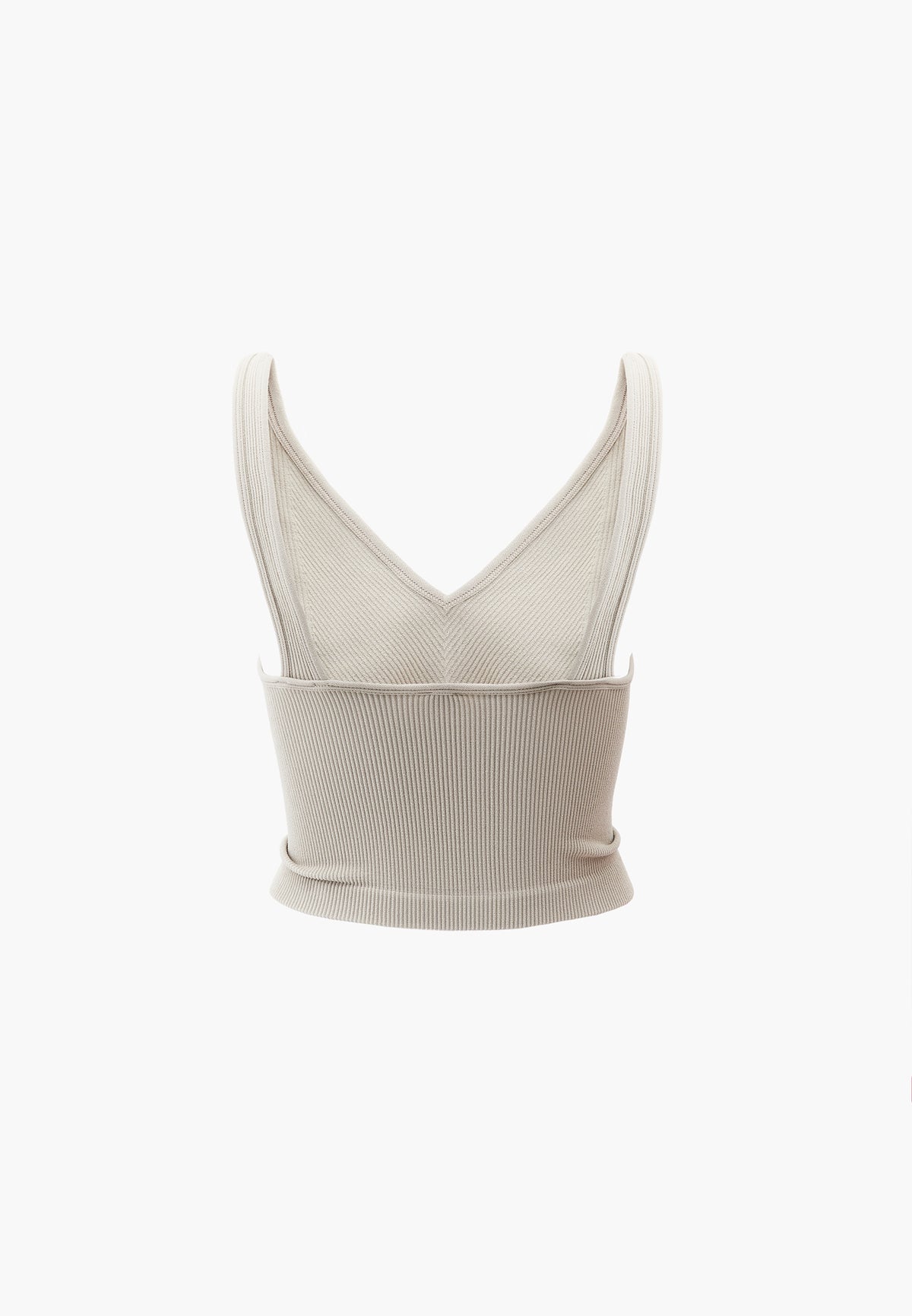 Cropped V Neck Tank Top - FEATHER GRAY