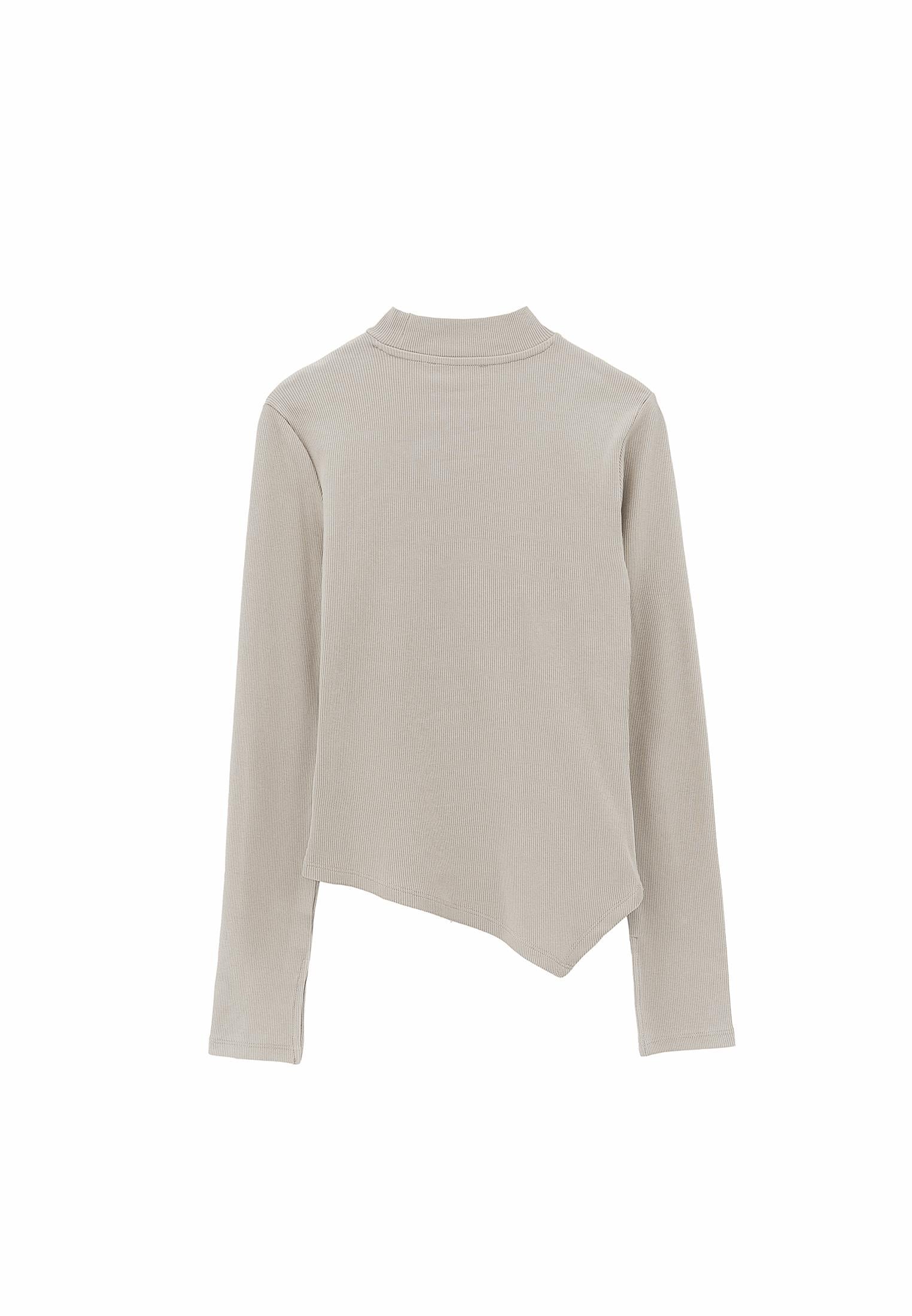 High Neck Cut Out Detail Bodycon T-Shirt - FEATHER GRAY