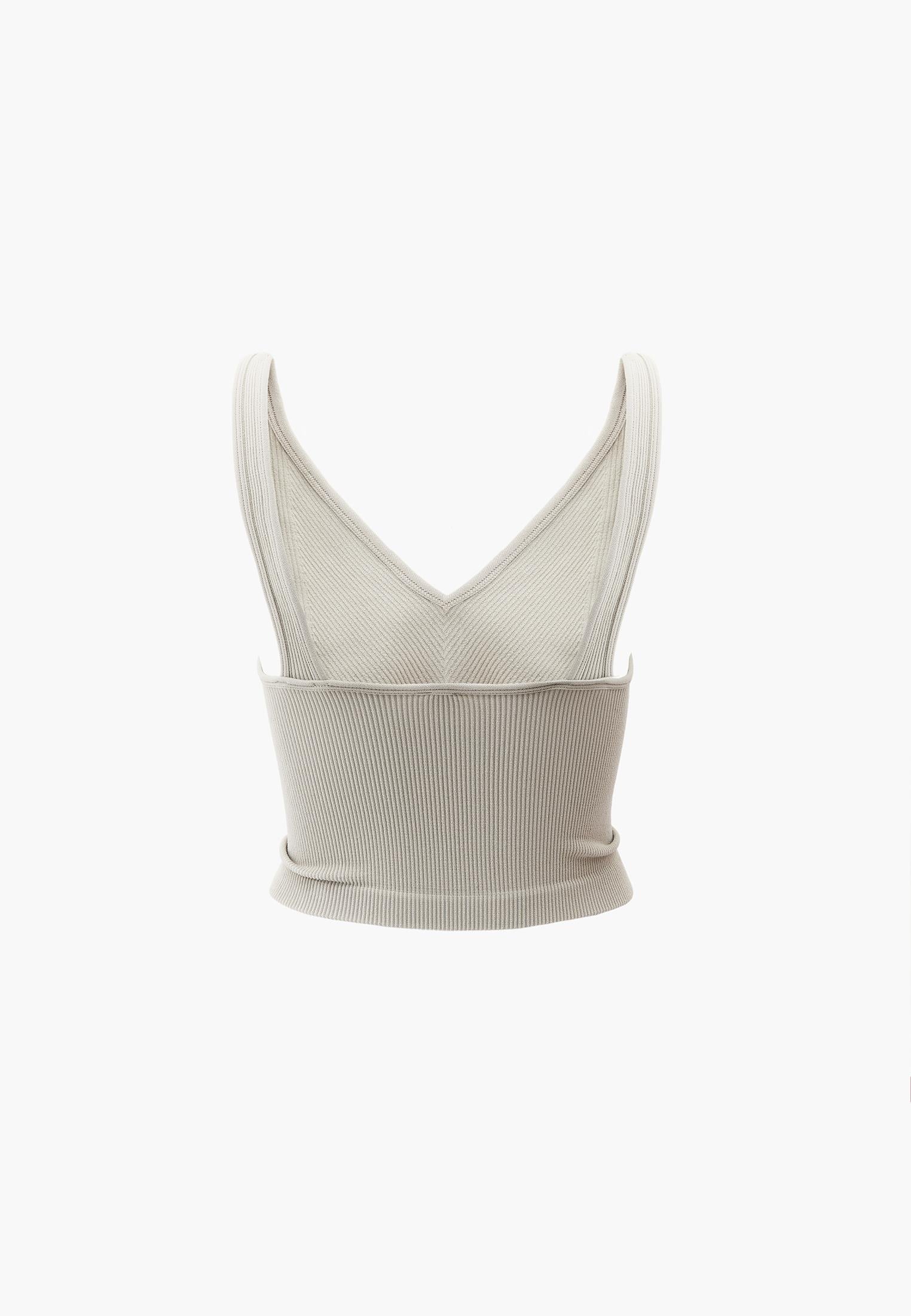 Cropped V Neck Tank Top - FEATHER GRAY