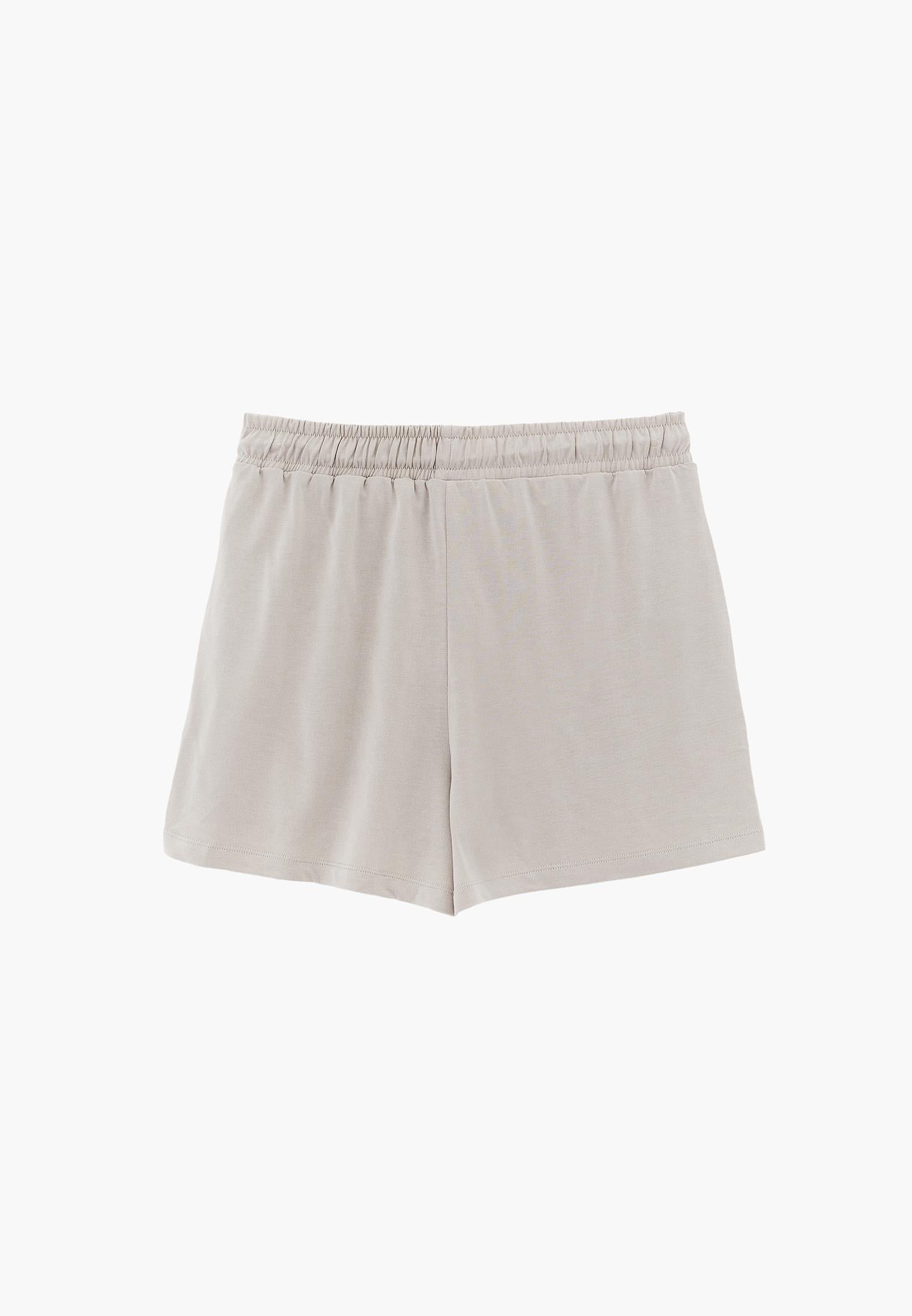 High Waist Elastic Waistband Shorts - FEATHER GRAY