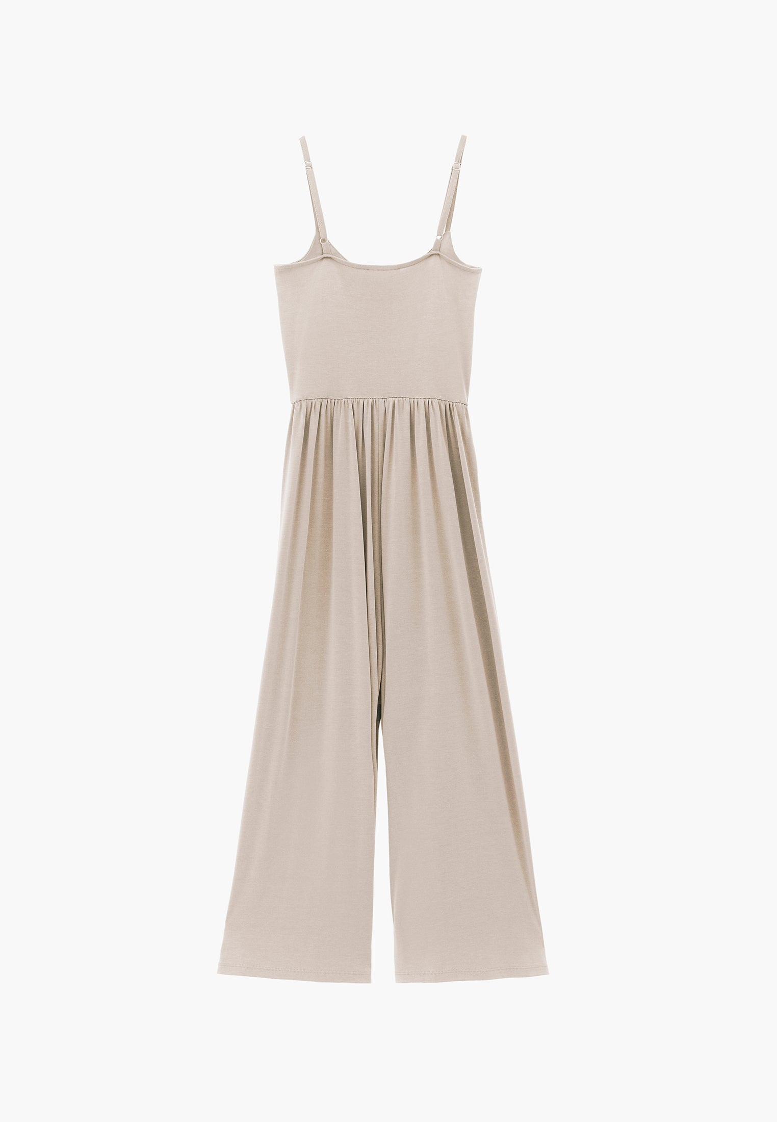 V Neck Long Jumpsuit - FEATHER GRAY