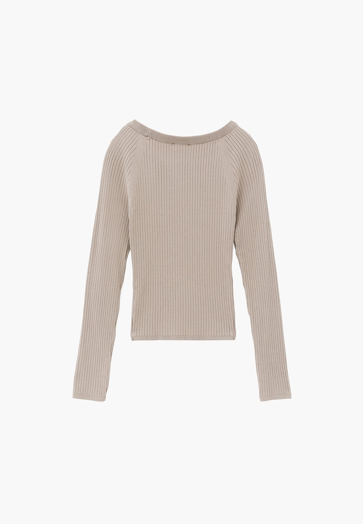 Ribbed Boat Neck Sweater - FEATHER GRAY
