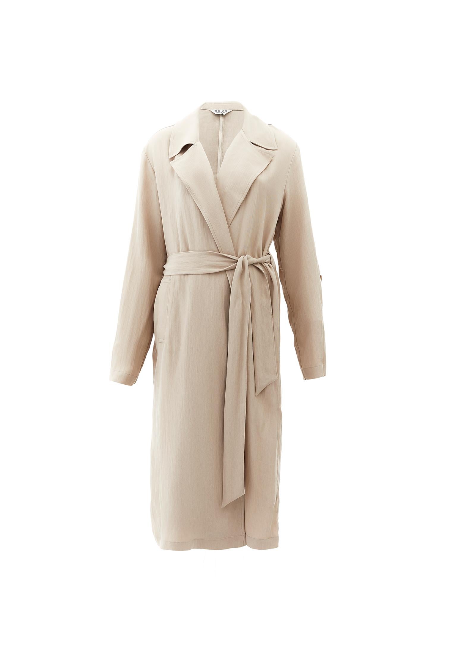 Long Coat With Belt Detail - FEATHER GRAY